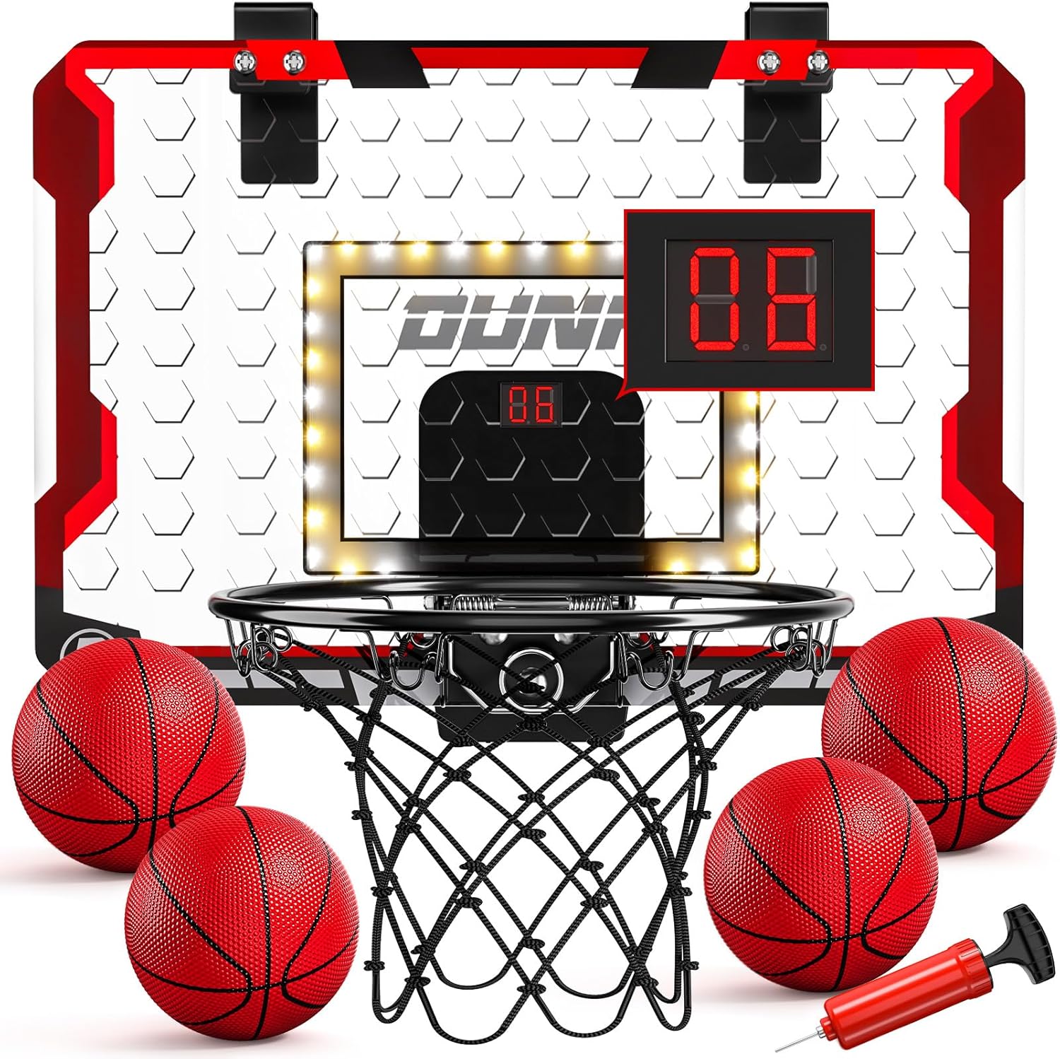 TEMI mini basketball hoop indoor, 4 balls