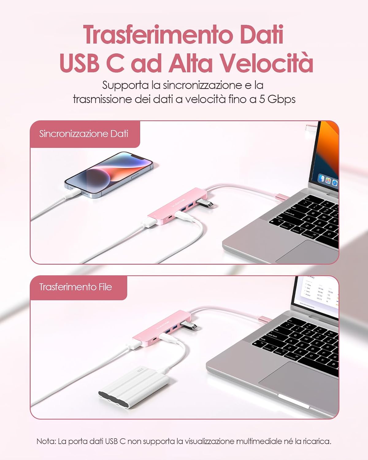 Detalle de LENTION hub USB C HDMI 4K 60Hz PD 100W