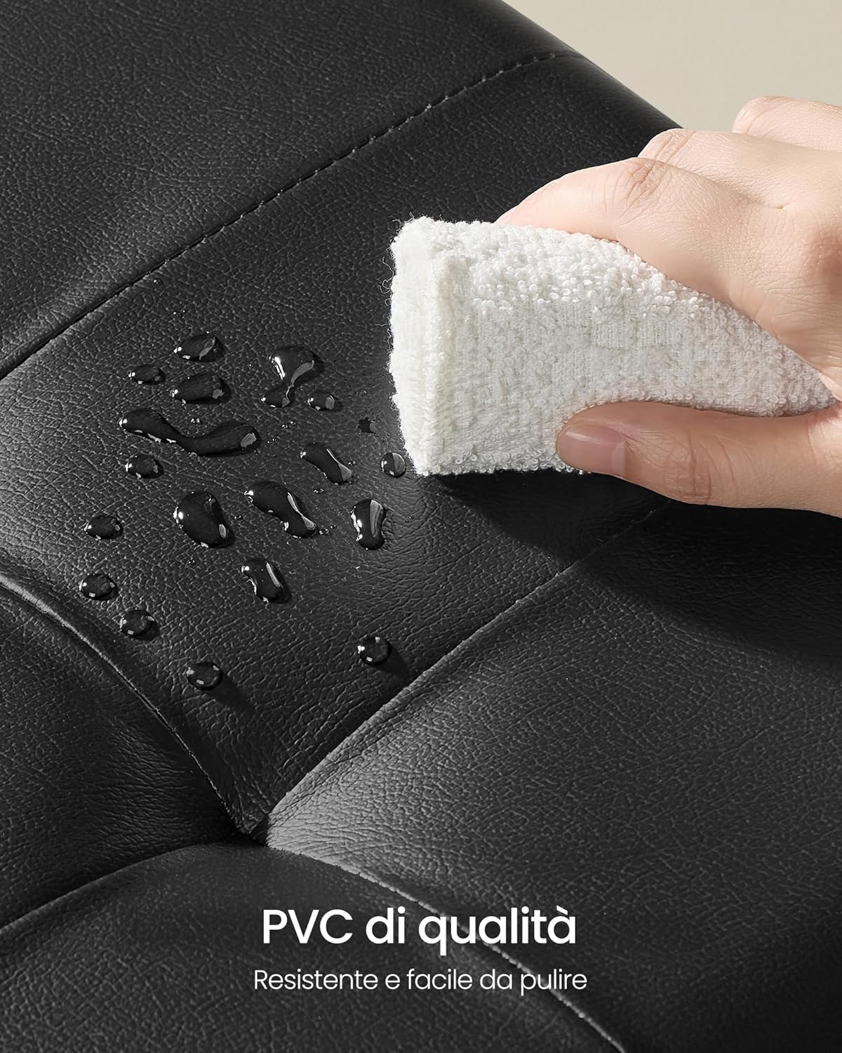 Detalle de Pouf Contenitore SONGMICS Cassapanca con Gambe 38 x 38 x 40 cm, 37 L, Nero Inchiostro (LSF0512B02)
