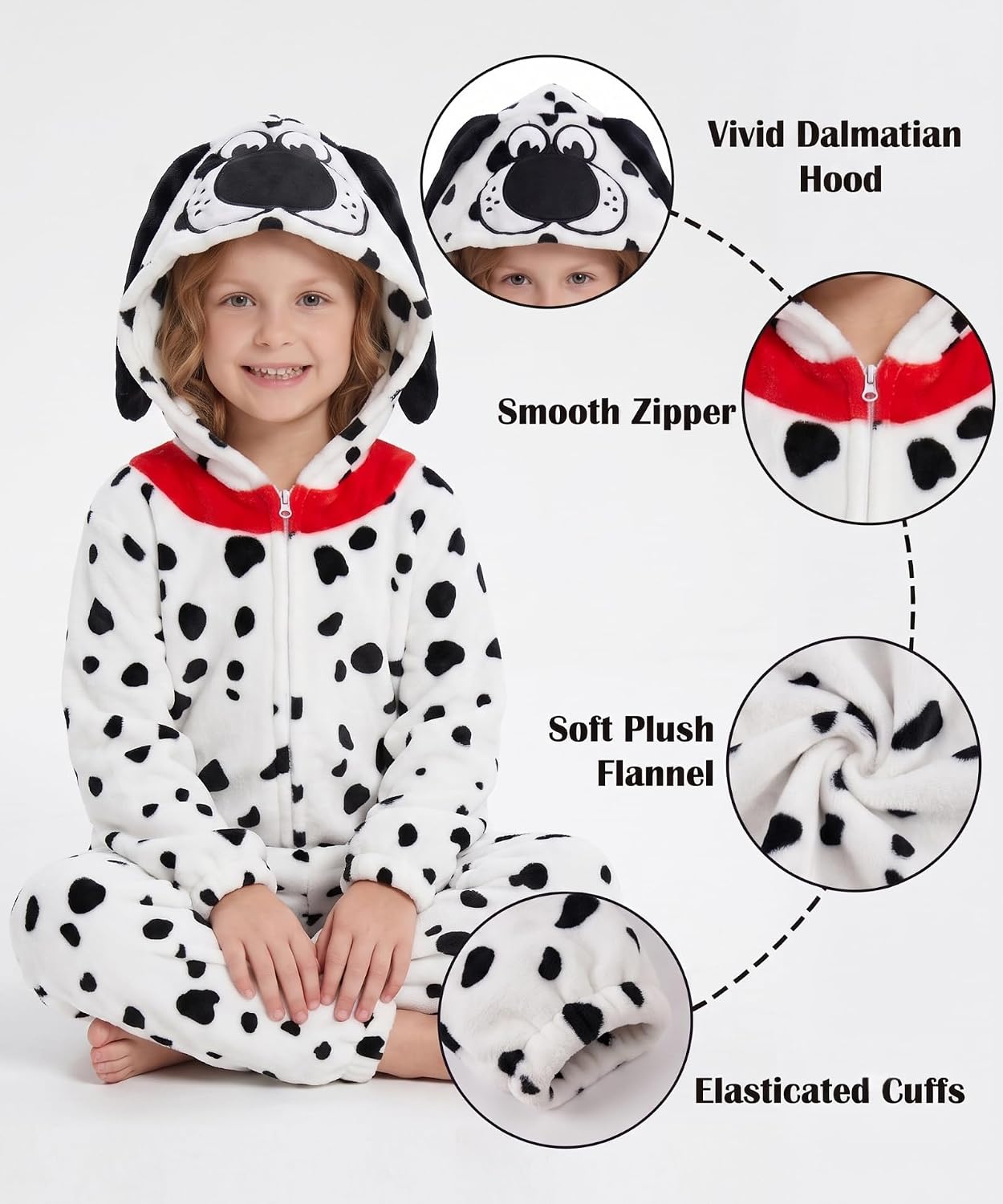 Detalle 2 de LONULAIN WXETSY Kids’ Animal Onesie Pajamas, Flannel Fleece Hood and Pockets