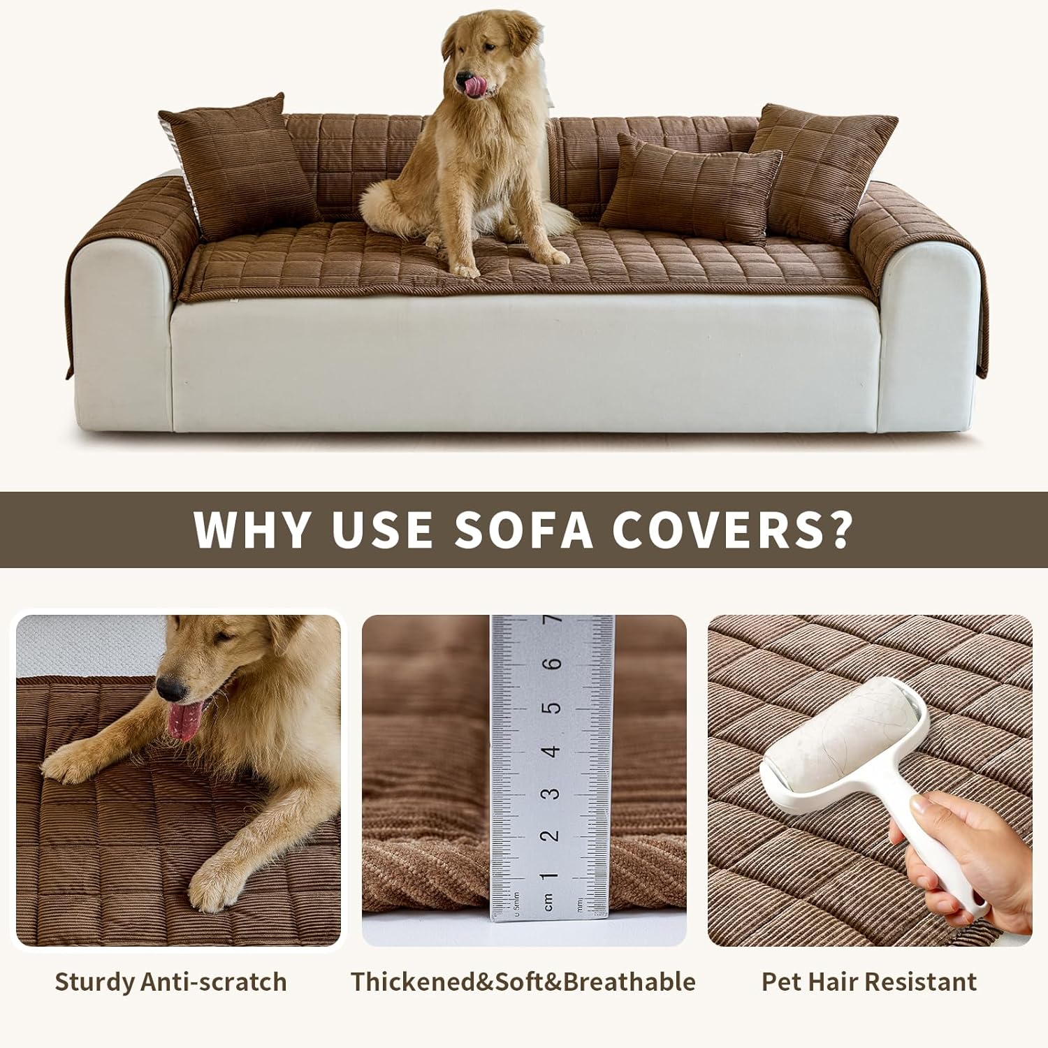 Detalle 2 de PJLZJFBY Dark Brown Couch Cover for Dogs — 27.6" x 70.9", Non-Slip, Washable & Soft