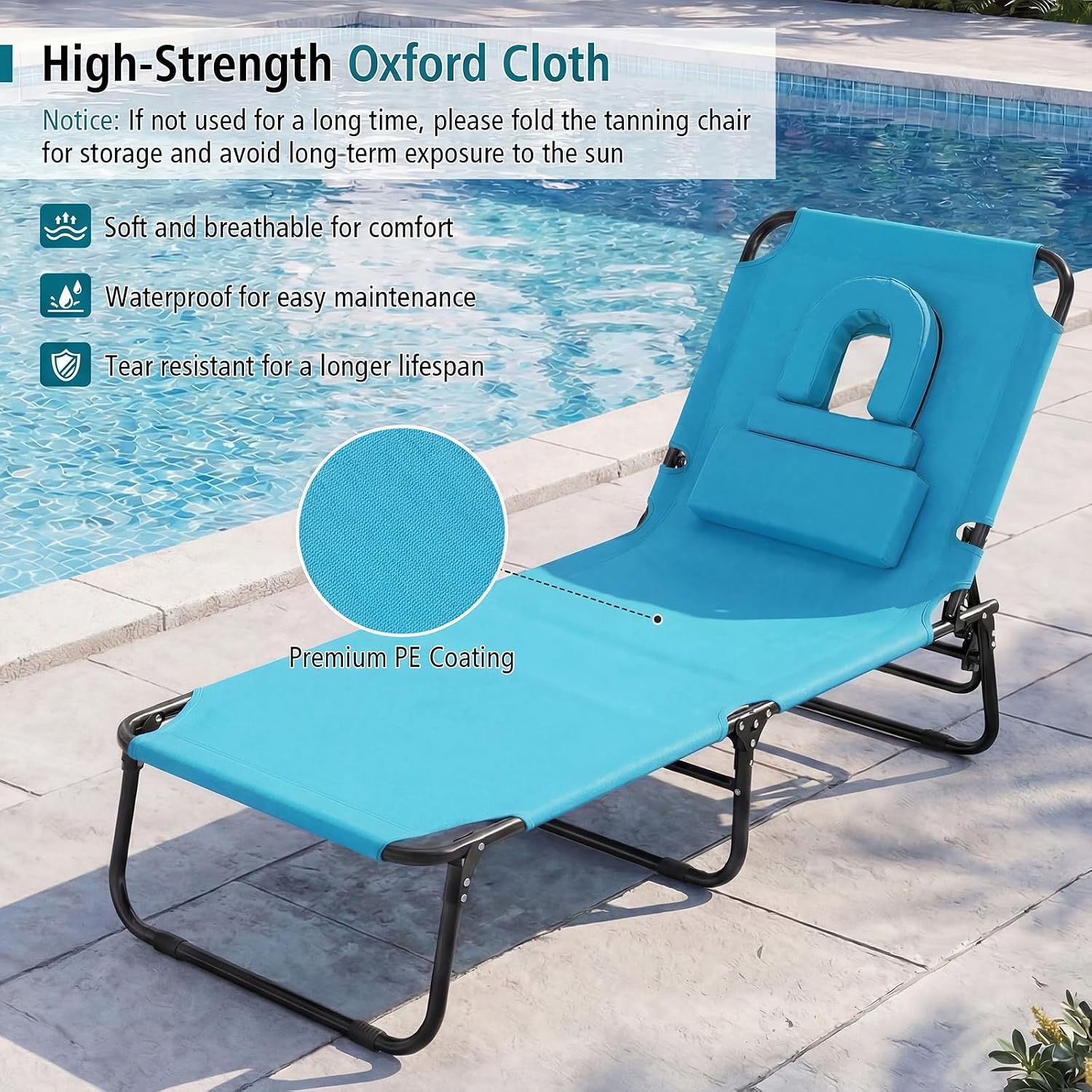 Detalle 2 de Gotoplay Folding Beach Lounger, Navy