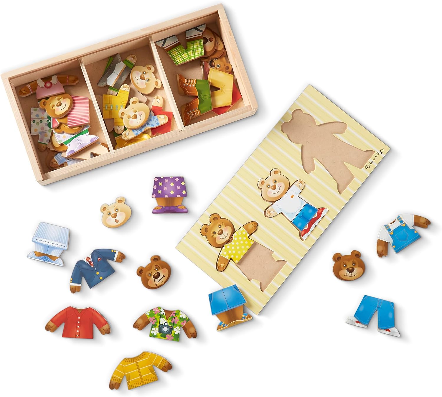 Detalle 2 de Melissa & Doug Wooden Bear Family Dress-Up Puzzle 45 pcs