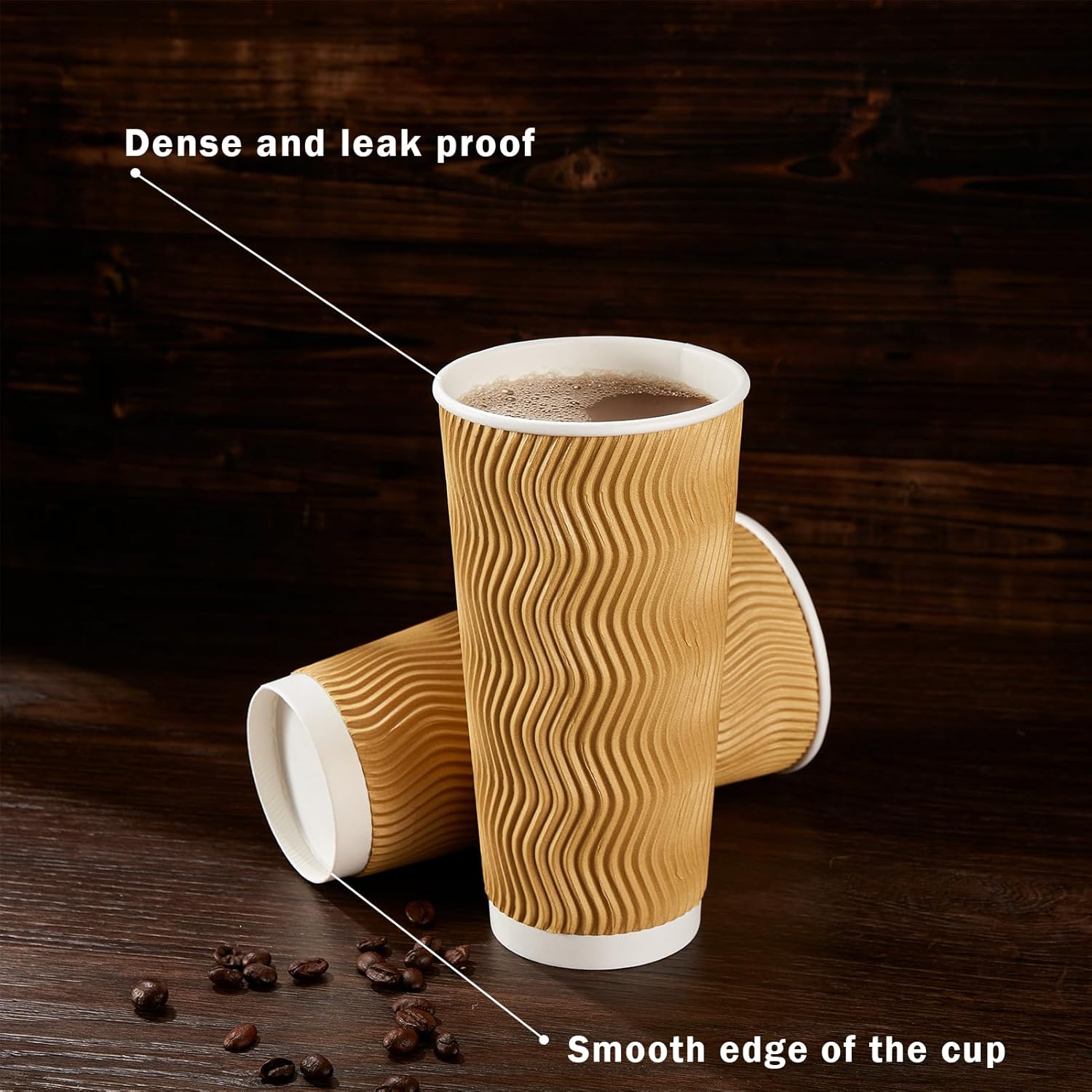 Thumbnail 3 de ClawsOff 90-Pack 16 oz Disposable Coffee Cups (No Lids) — Insulated Ripple Wall Paper Cups