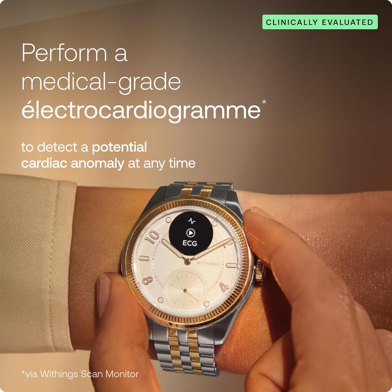 Detalle de WITHINGS Scanwatch Nova Brilliant: A Health Hybrid Smartwatch for Everyday Wellness