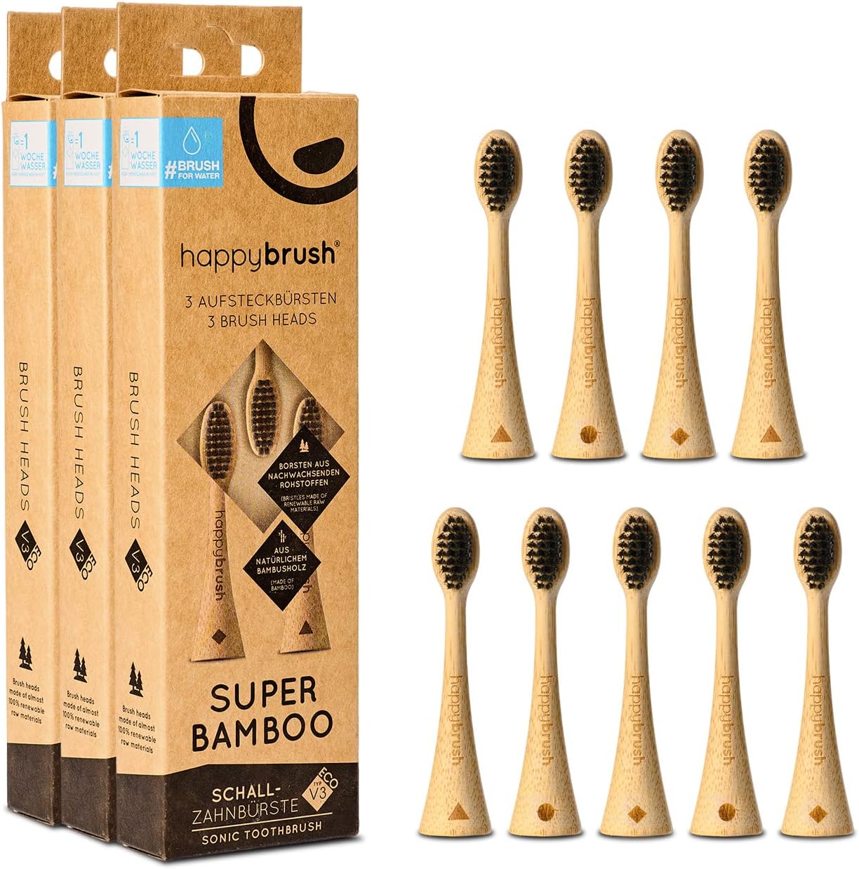 Detalle de happybrush VIBE 3 Aufsteckbürsten 3x3