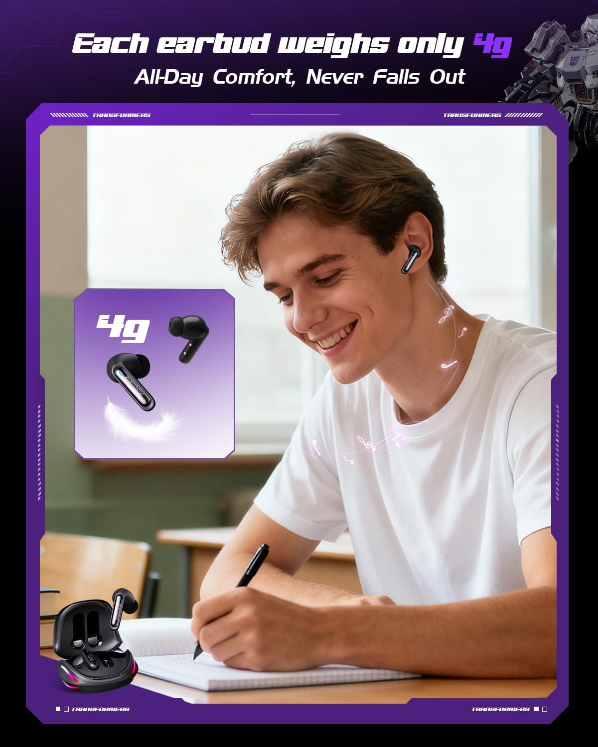 Detalle 2 de Transformers Official Bumblebee Wireless Gaming Earbuds