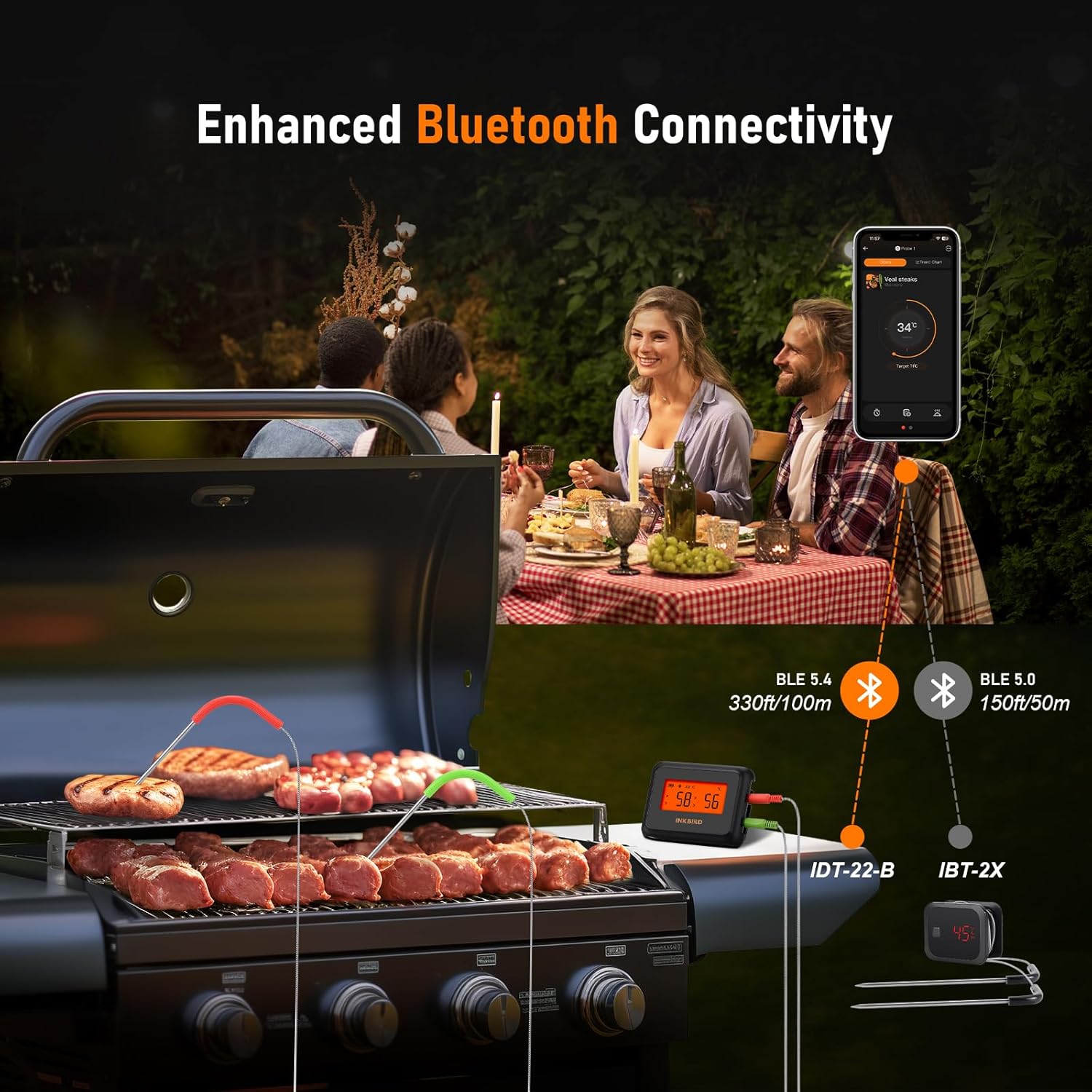 Thumbnail 3 de INKBIRD Bluetooth Termometro Cucina Digitale a Doppia Sonda con App—Temperatura, Allarmi e Timer per Forno e BBQ