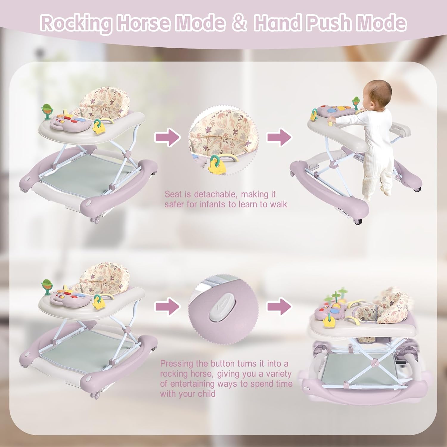 Thumbnail 4 de 5-in-1 Foldable Baby Walker for 6-18 Months