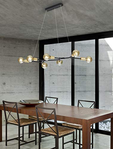 Detalle de Trio Leuchten Cross 306700732 Suspension Métal Noir Mat/Bronze