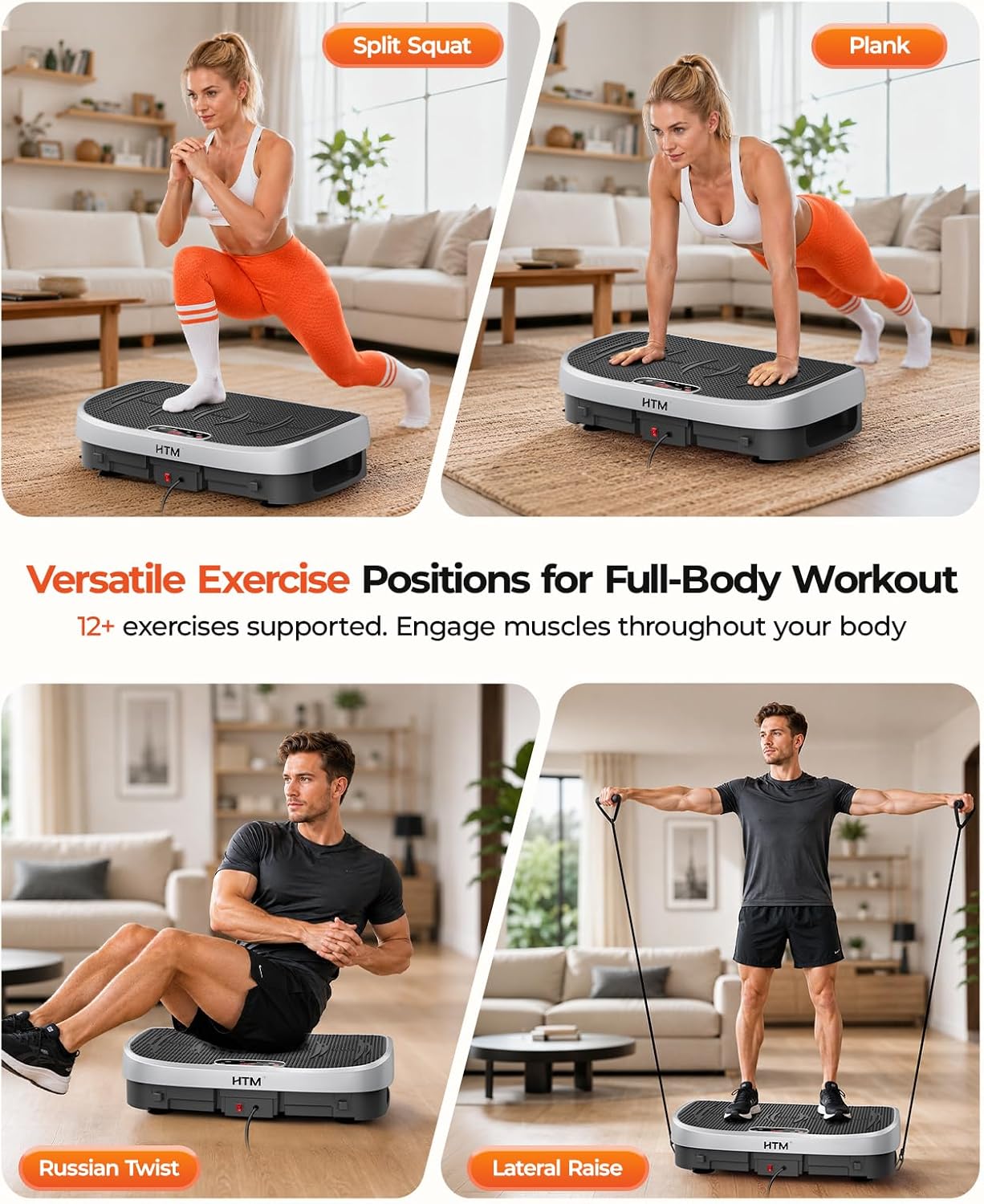 Detalle 2 de HTM Vibration Plate Exercise Machine with 9 Modes, 120 Speeds & Remote
