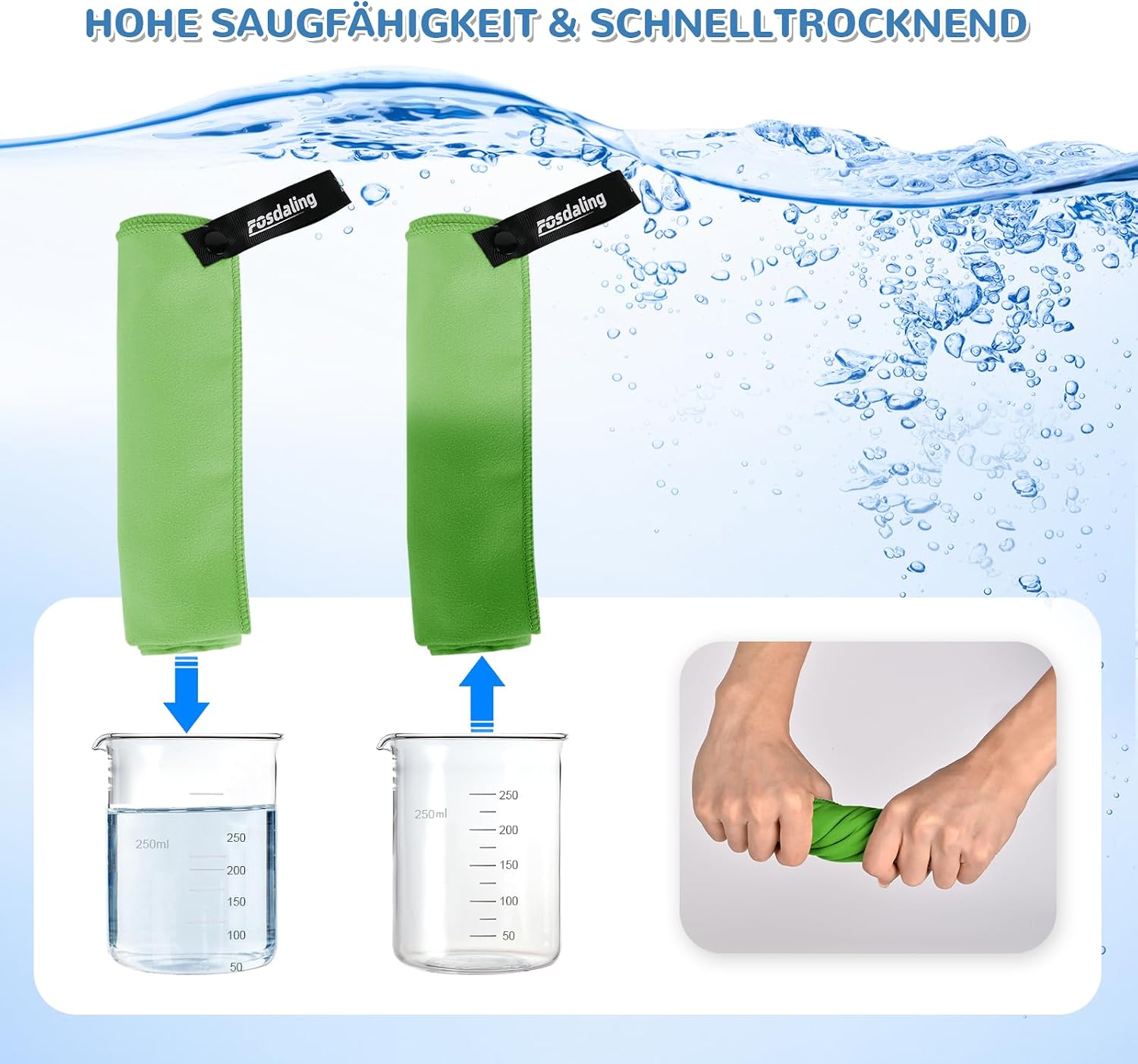 Thumbnail 6 de Fosdaling Mikrofaser Handtuch-Set 3-tlg