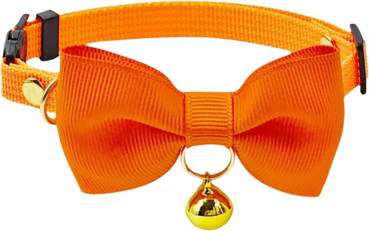 Detalle 2 de Olahibi Breakaway Cat Collar with Safe Release, Removable Bowtie, and Clear Bell (Solid Brown) for Adult Cats