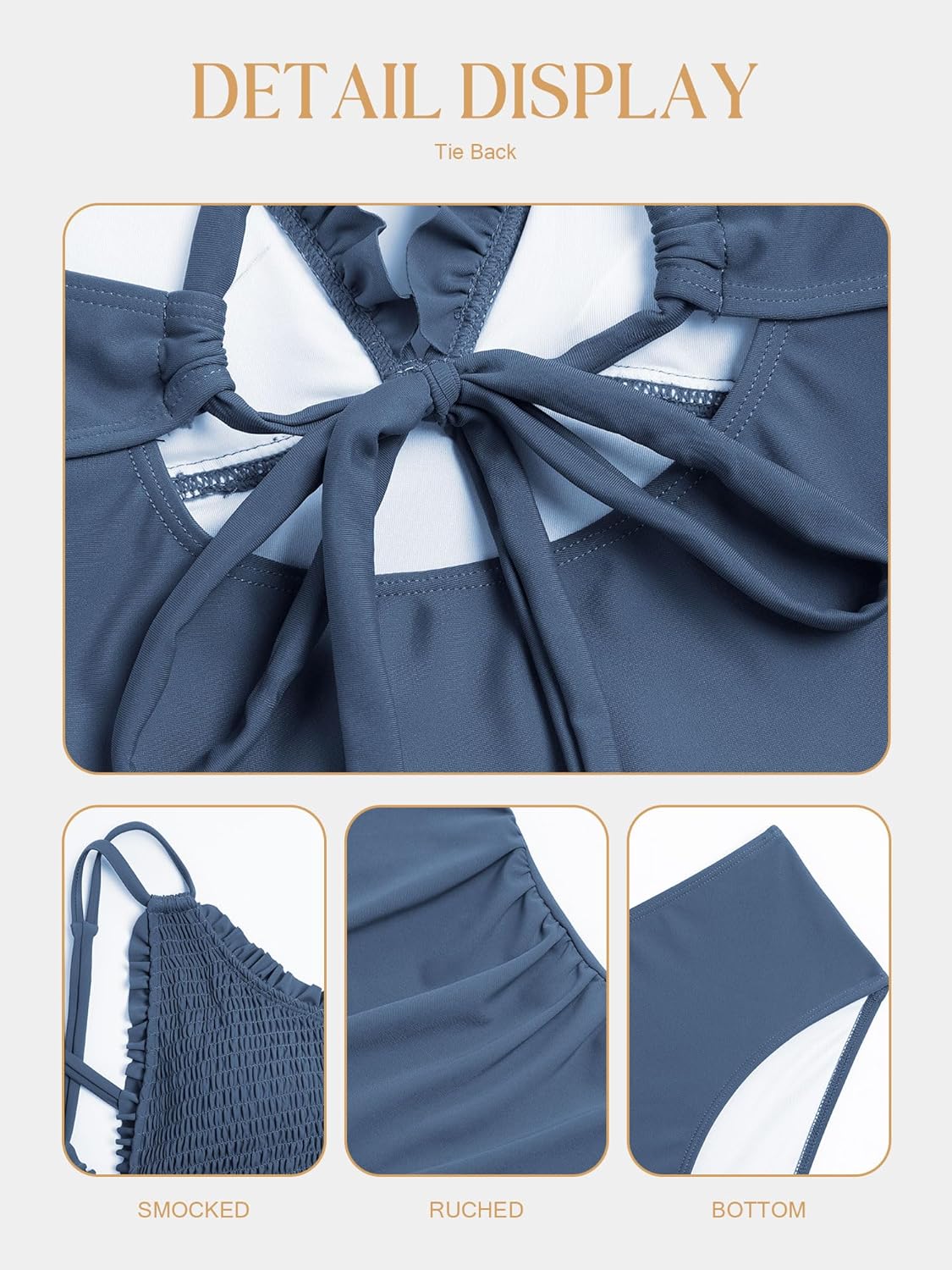 Thumbnail 6 de ZAFUL Women's Tankini Swimsuits: Smocked 2-Piece Modest Bathing Suit with Tie-Back