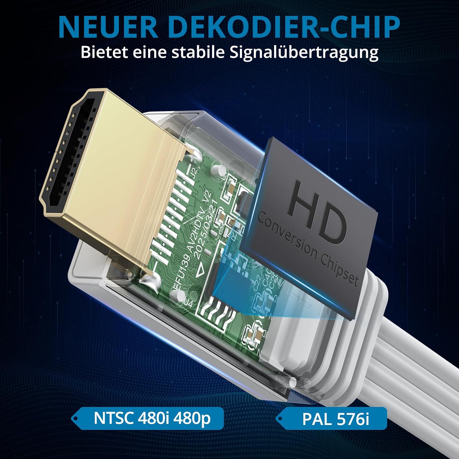 Detalle de AUTOUTLET Wii HDMI Adapter – Plug & Play, 150 cm Kabel, 720p/1080p Konverter für Wii
