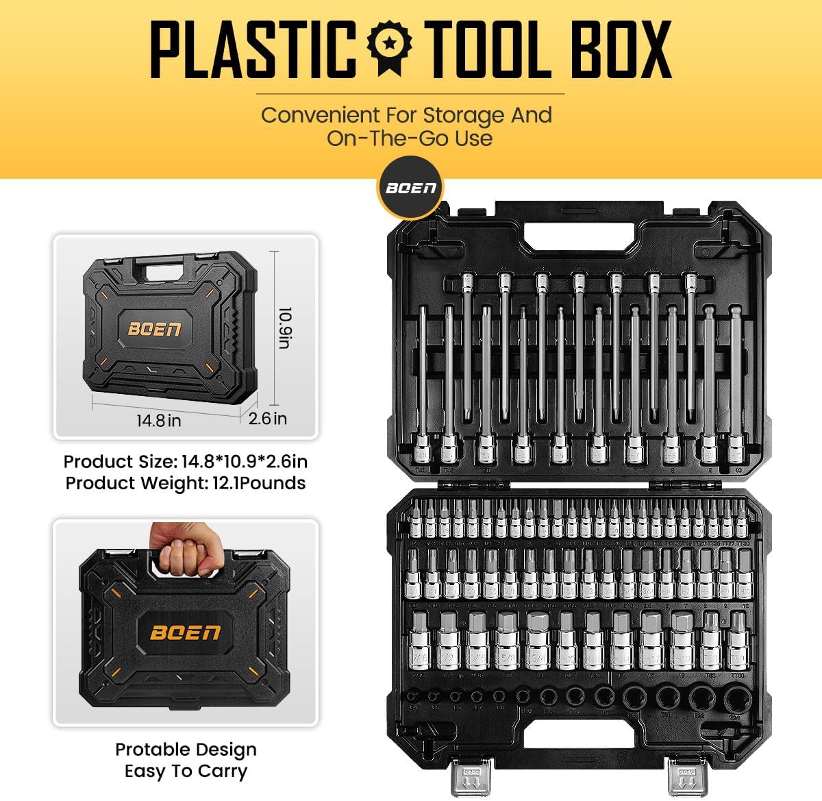 Detalle 2 de BOEN BS-ALL084 84-Piece Allen and Torx Bit Socket Set, 3 Drive Sizes