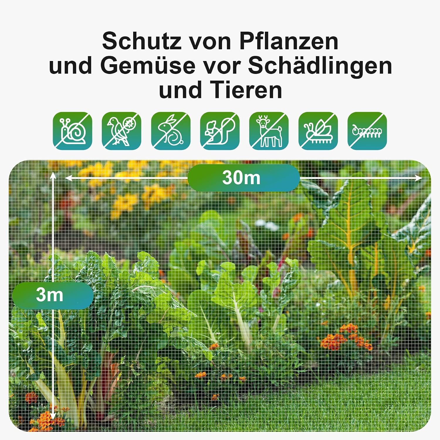 Detalle de Garden Tailor fine mesh garden insect netting (3x30m) for veg and butterfly protection