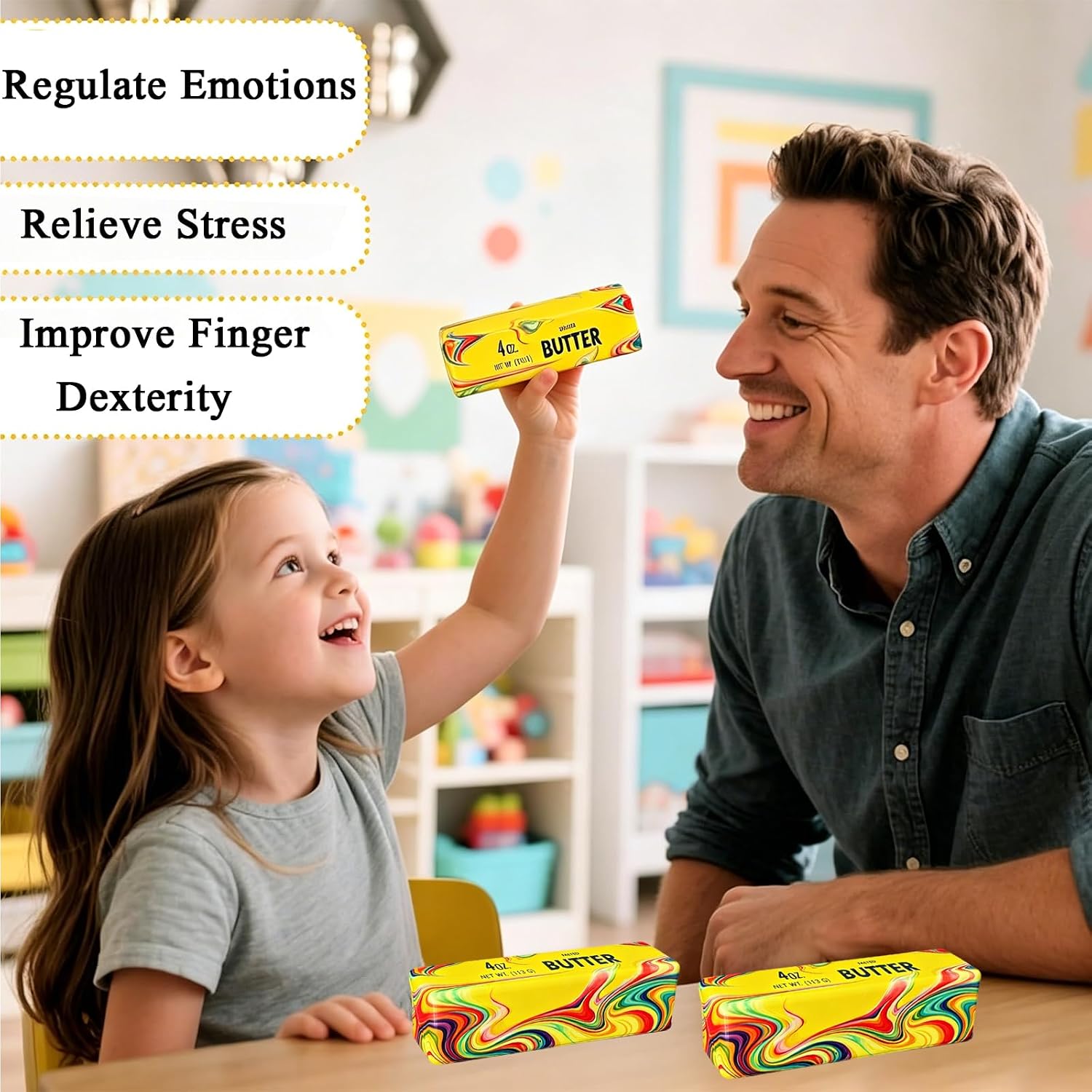 Detalle 2 de RIDOPXRA Butter Squishy Squeeze Toys, Multicolor 2-Piece PU Set