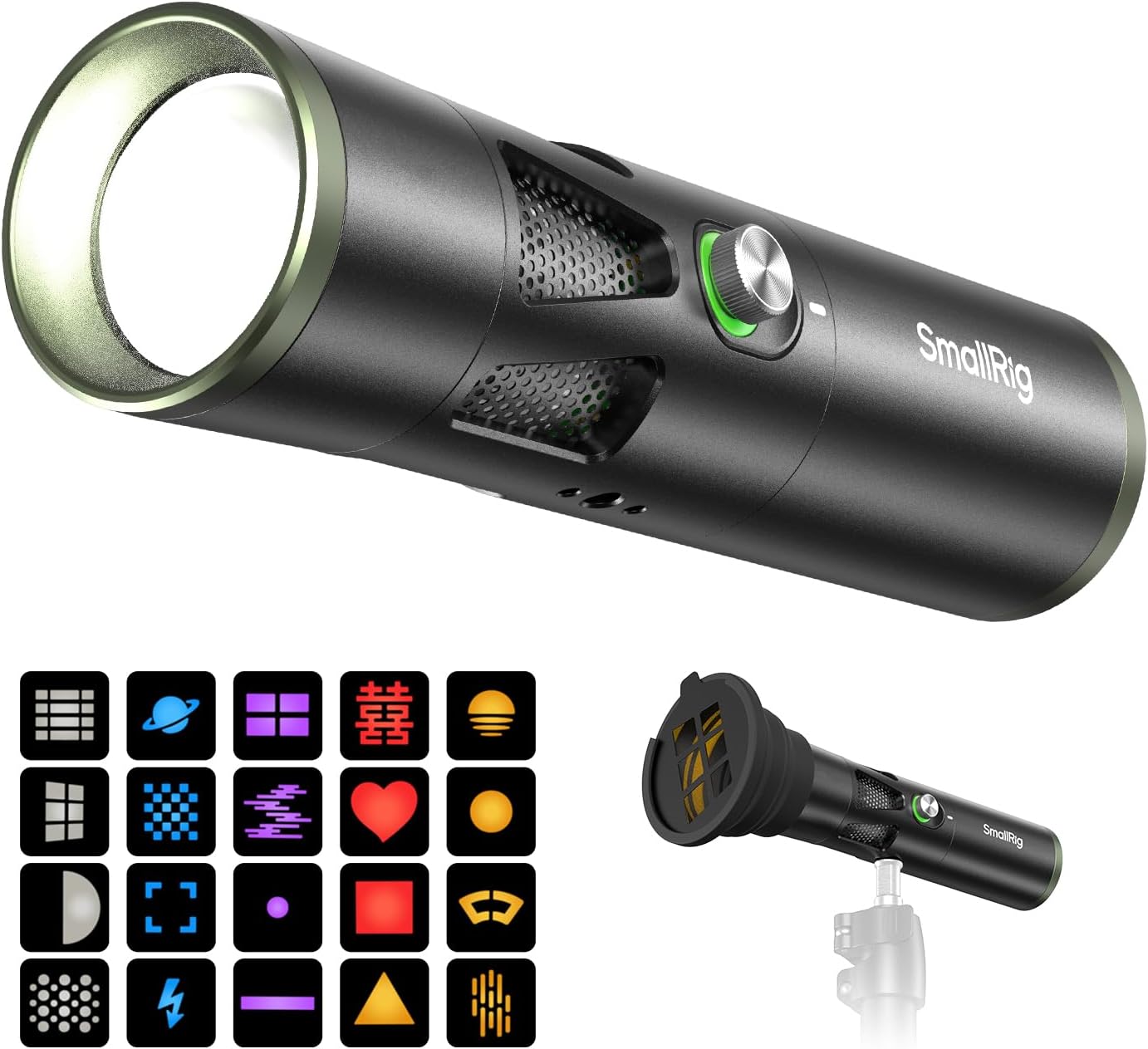 Detalle de SMALLRIG RF20C Tragbare LED-Fototaschenlampe – 20W, 5-Farben LEDs, 10000mAh, Gobo-Effekte