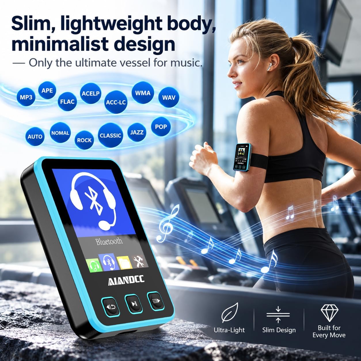 Thumbnail 3 de Aiandcc M8 MP3-speler met Bluetooth 5.3, sportclip en 32 GB opslag