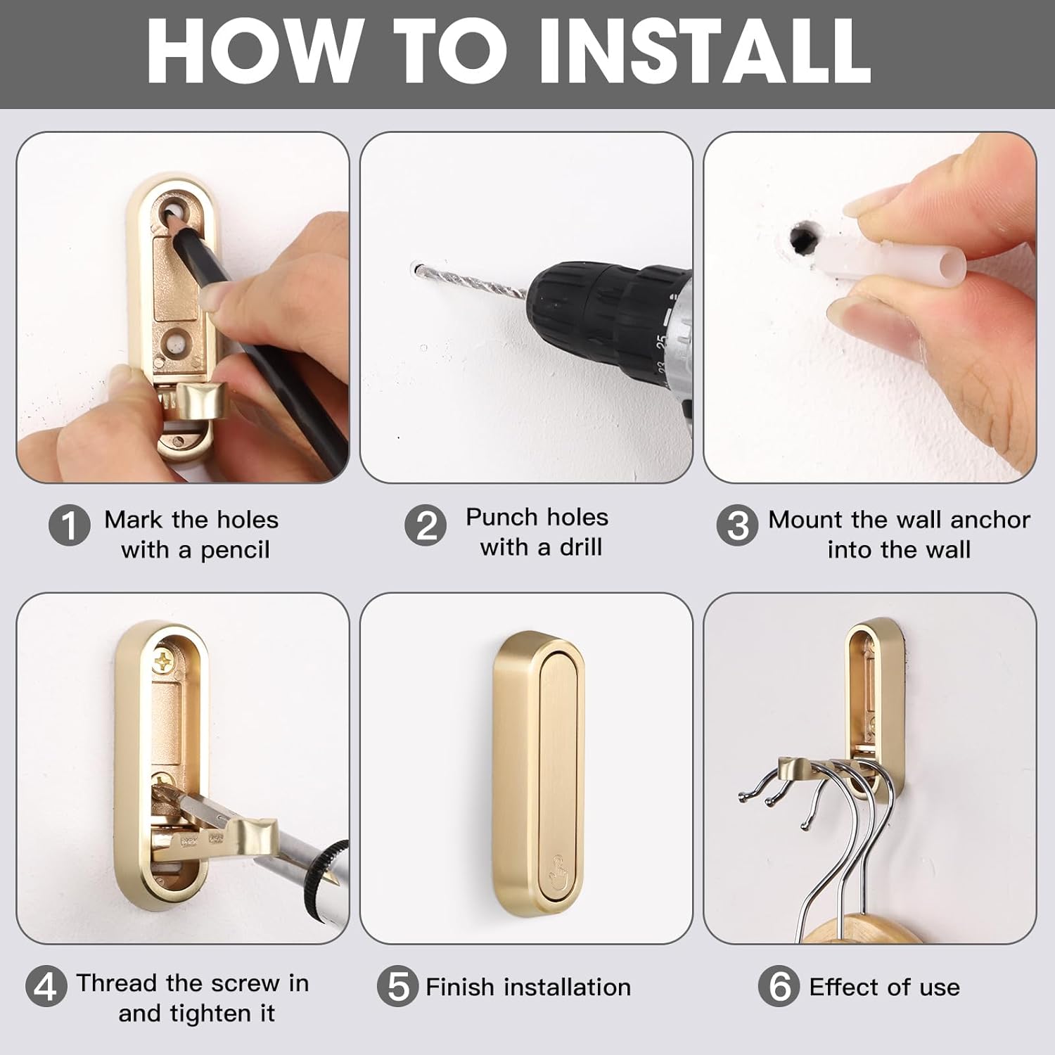 Thumbnail 3 de Dntorx Folding Wall Hooks, Zinc Alloy