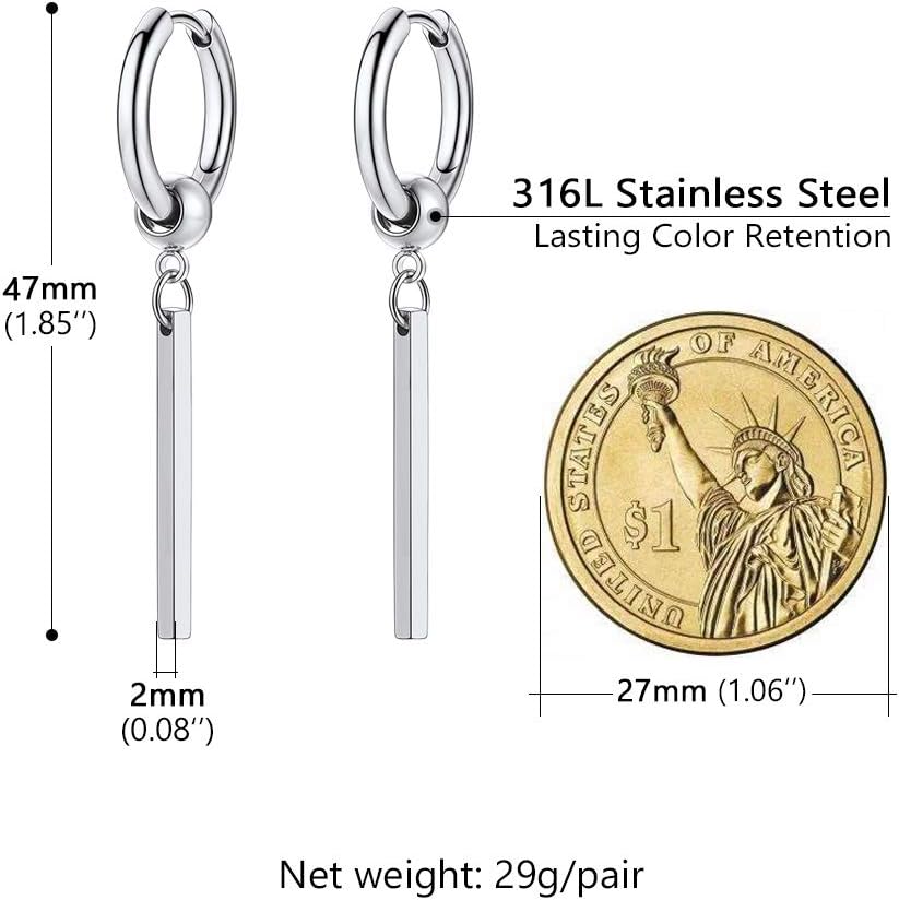Thumbnail 3 de PROSTEEL orecchini donna in acciaio inox 316L pendenti argento/nero con placcato oro e confezione regalo