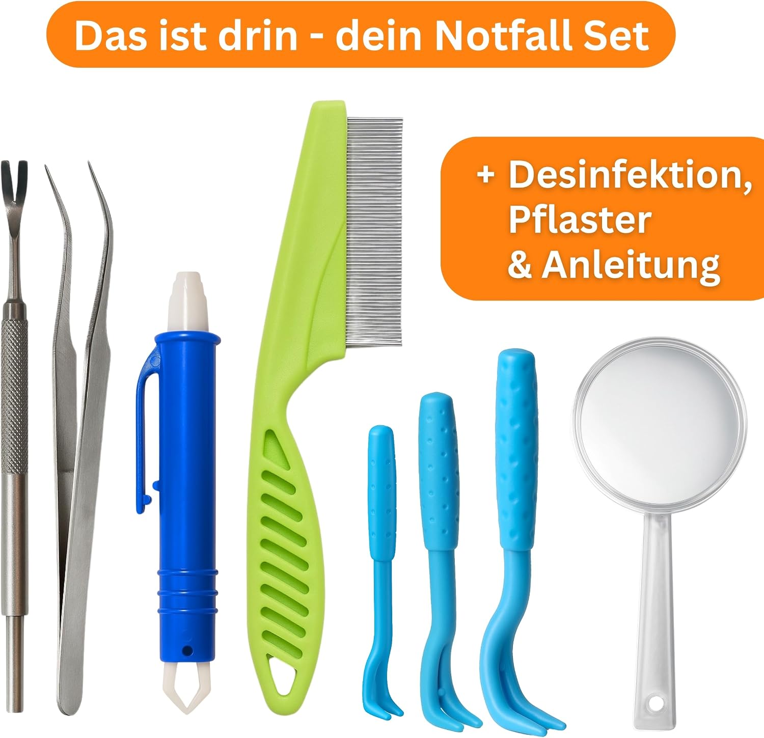 Thumbnail 3 de Alpenstern® Zecken Entferner Kit: Zeckenpinzette, -hebel & Erste-Hilfe-Tasche für Mensch und Tier