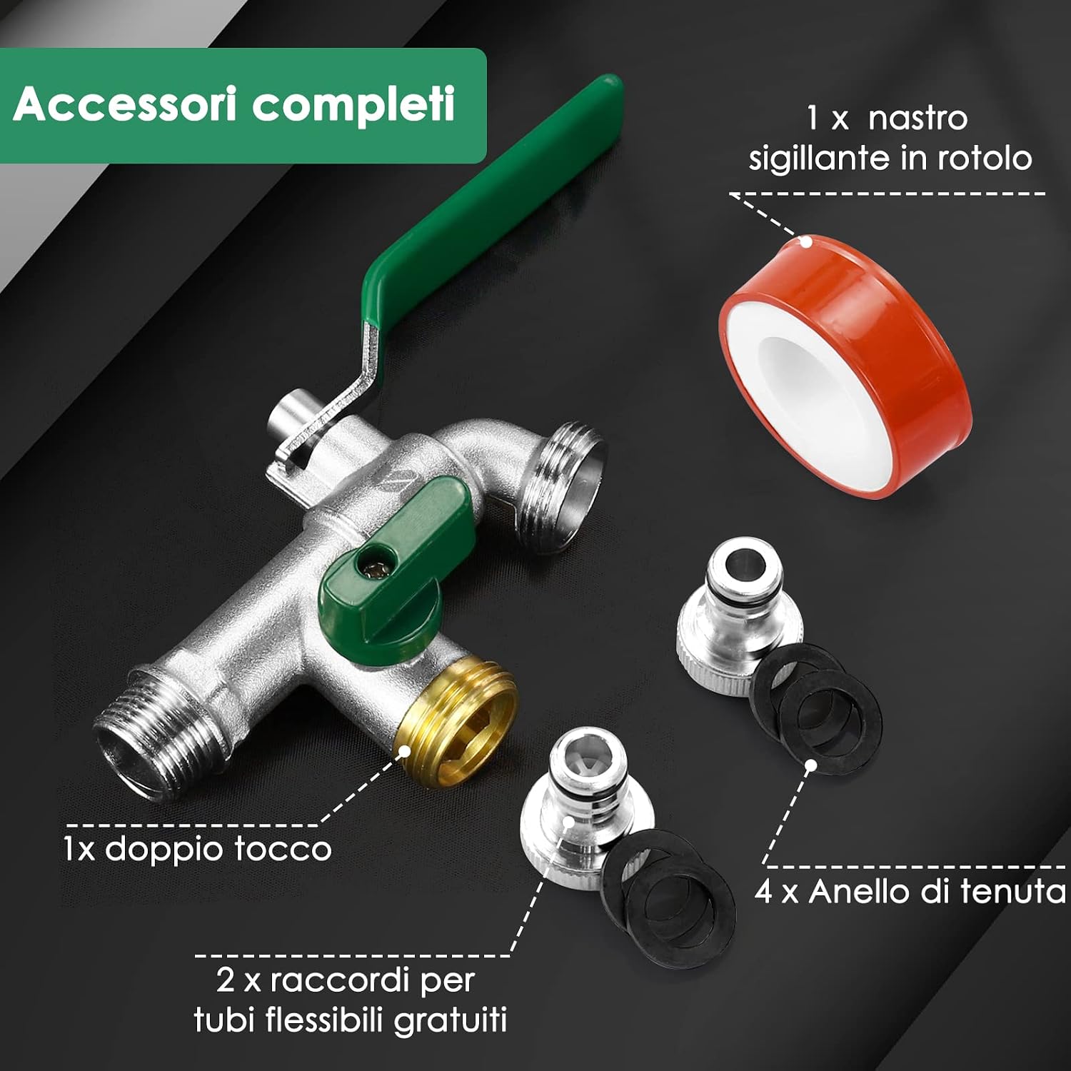 Detalle 2 de SPGOOD Garten Wasserhahn Doppel Auslauf 1/2 Zoll