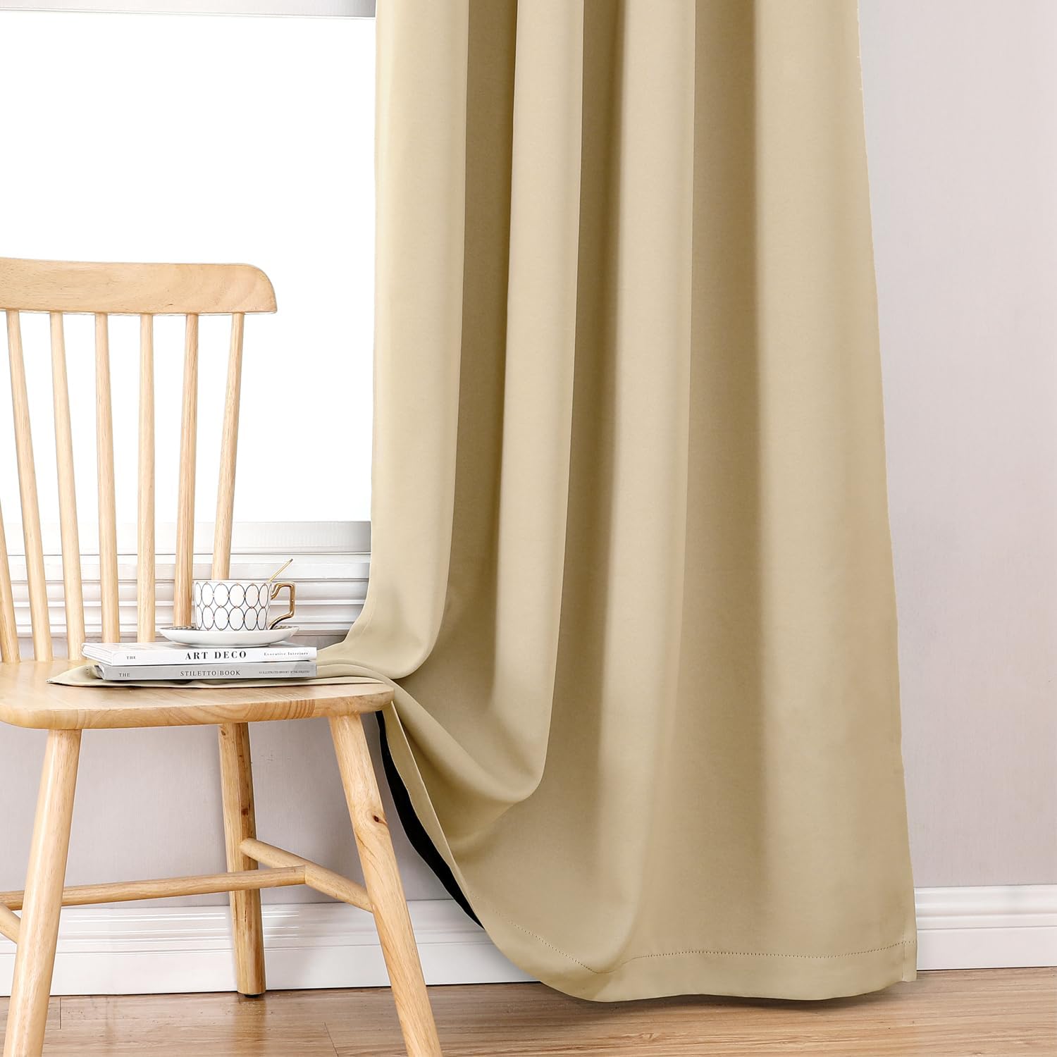 Detalle 2 de ChrisDowa 2 Blackout Curtains, 84-Inch Polyester 2-Panel Set with Grommets