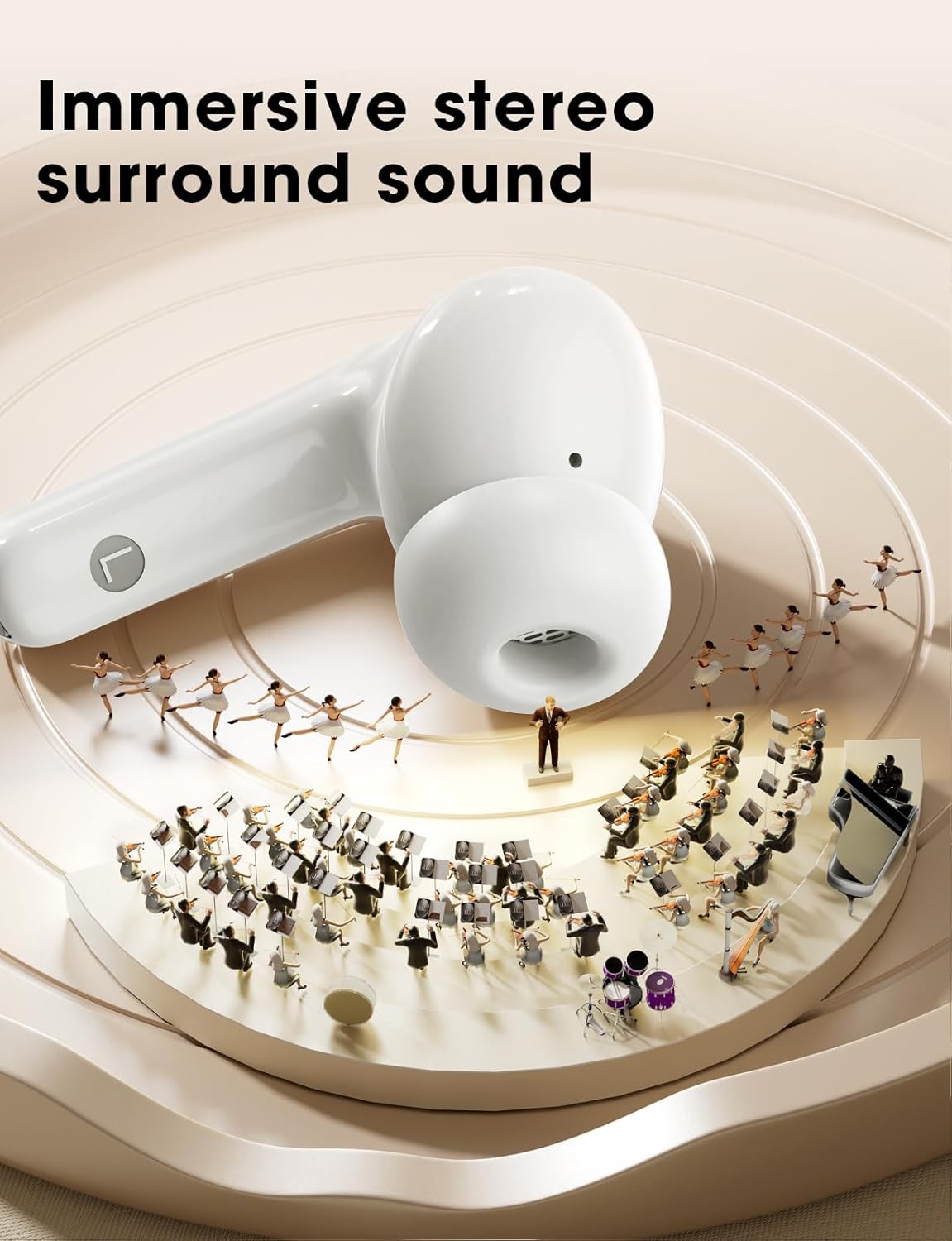 Detalle de Wireless Earbuds with Hi-Fi Bass and ENC Dual Mics for Clear Calls