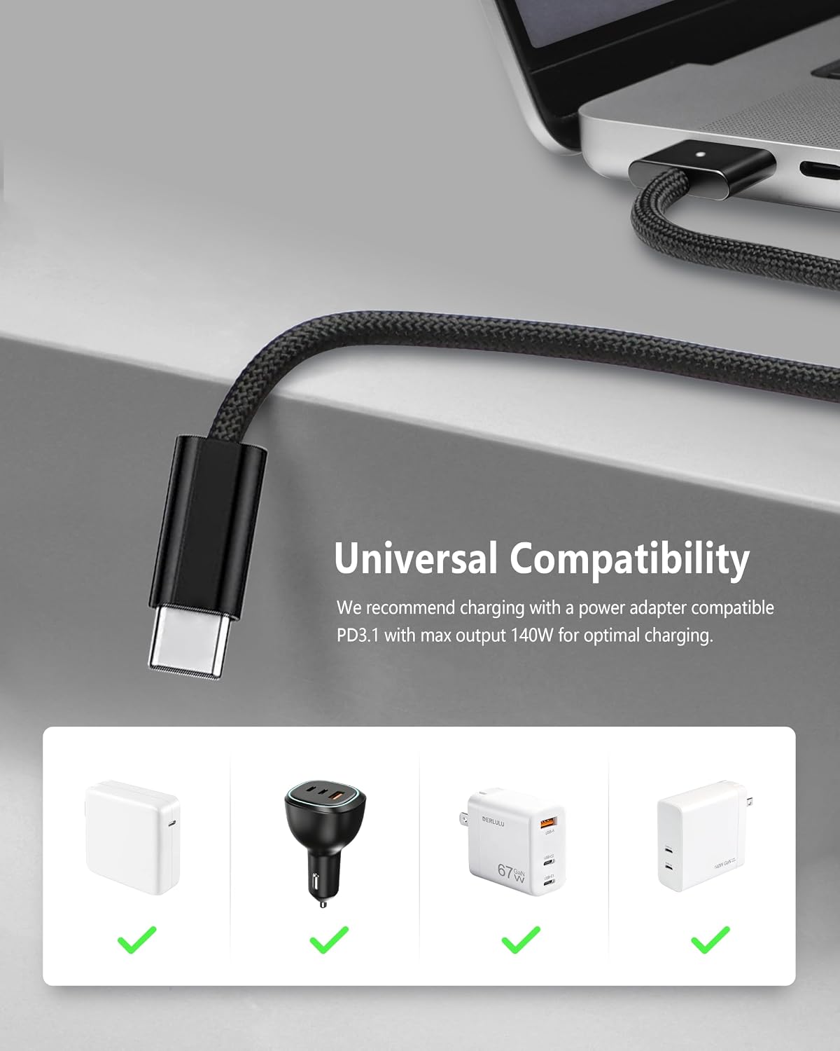 Thumbnail 5 de DERLULU Magnetic Charger Cable, 6.6 ft