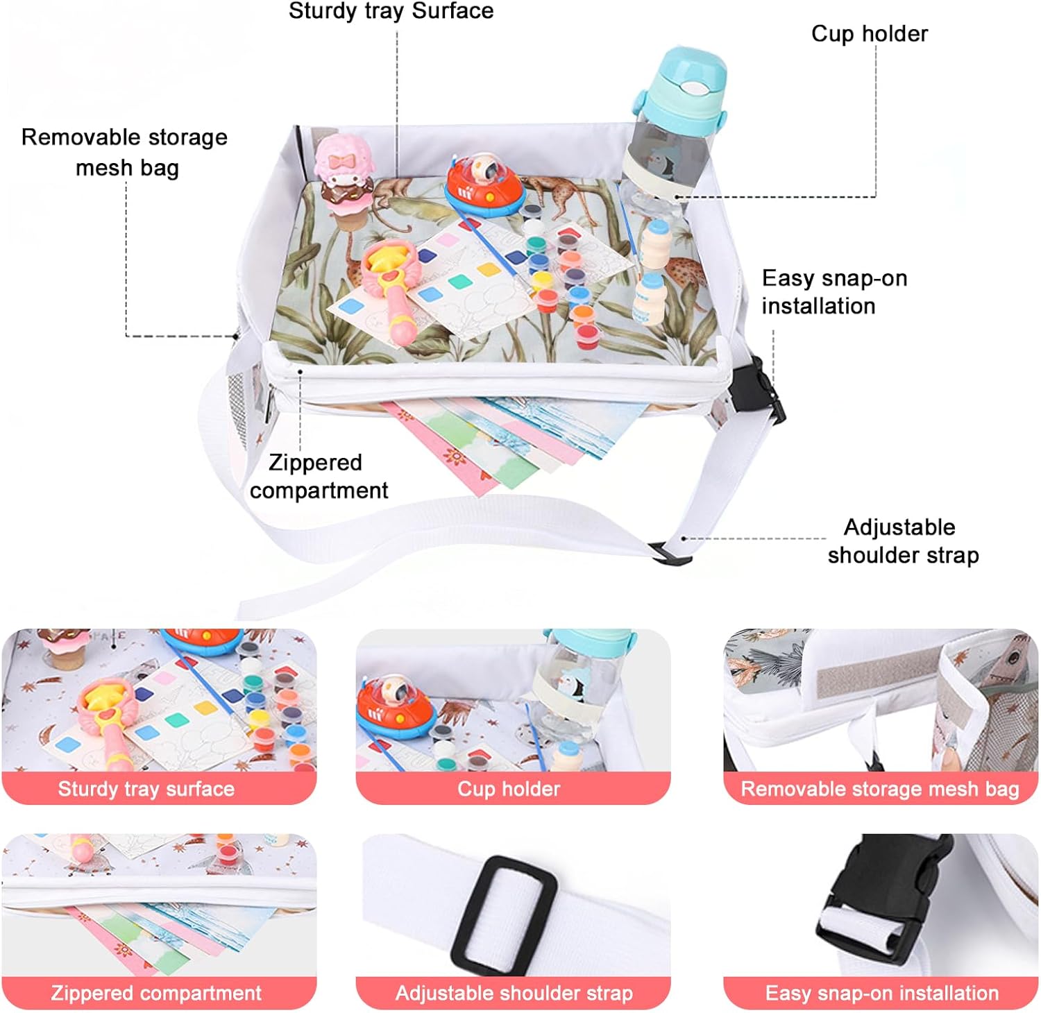 Thumbnail 3 de YZNlife Kids Car Table travel tray for airplane and road trips (lap desk essential)