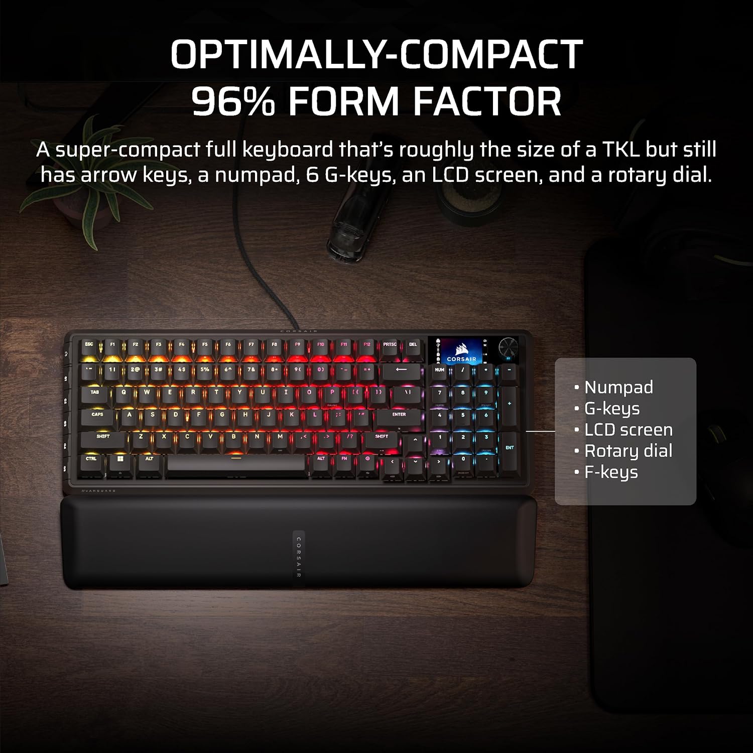 Thumbnail 3 de Corsair Vanguard 96 Wired Mechanical Gaming Keyboard (96% Layout, MLX Fusion Tactile, LCD Display, 8000Hz) – Black