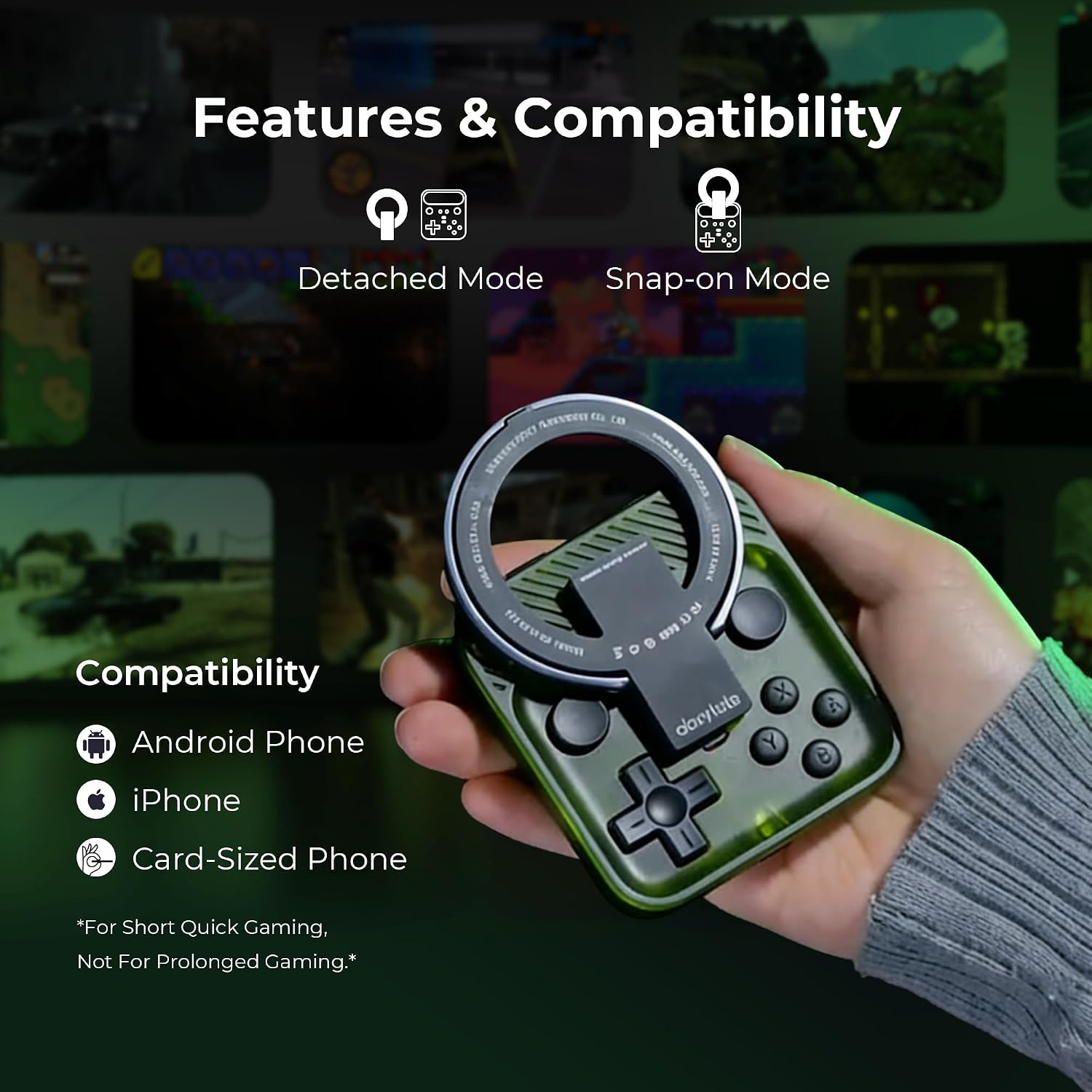 Thumbnail 2 de abxylute M4 Snap-On Mobile Gaming Controller (Green): Pocket-Sized Power for Android & iPhone