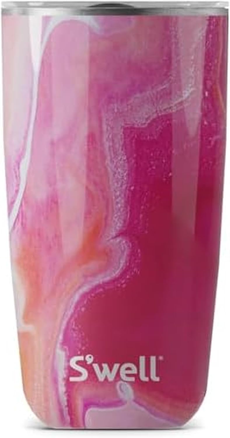 S'well Bicchiere con Coperchio 530 ml Agata Rosa – Tazza da Viaggio a Triplo Isolamento