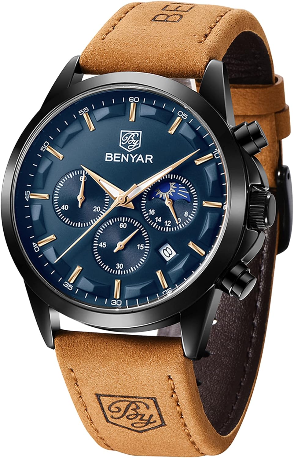 Detalle de BENYAR by Montre Homme Chronographe Étanche Grand Cadran Quartz