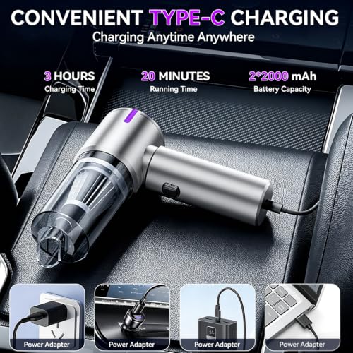 Detalle de Aspiradora sin Hilo SCOVEE para Coche y Hogar: 27000 Pa de Succión, 4 en 1 y 9 accesorios