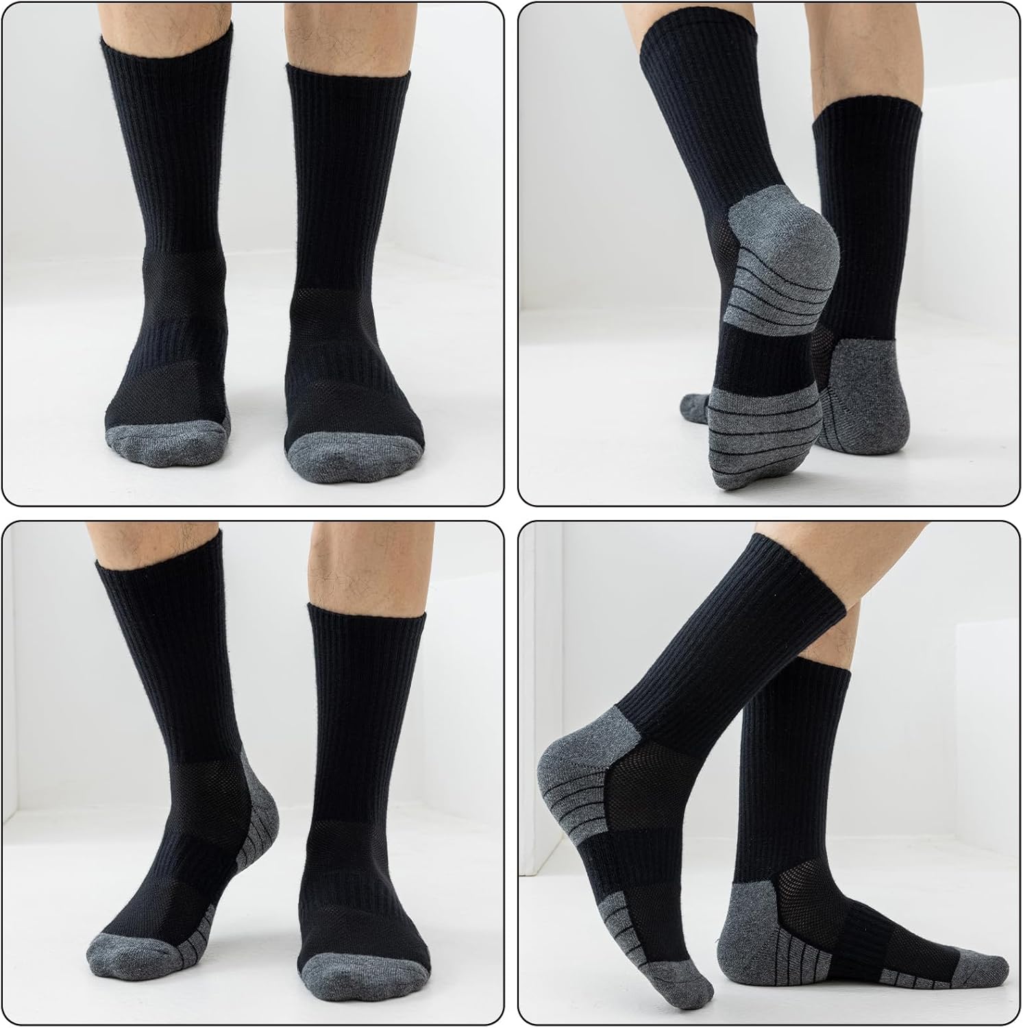 Detalle de Niorasen Wandersocken & Sportsocken (6 Paar) aus Baumwolle, atmungsaktiv, gepolstert – Größen 35–50