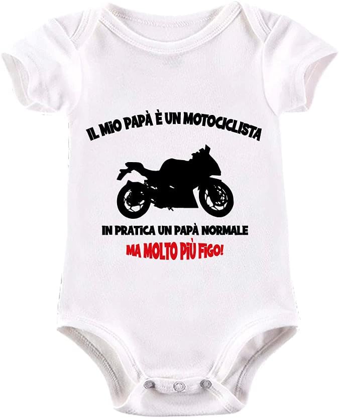 Thumbnail 4 de Body neonato La Ruotante in 100% cotone a manica corta con stampa motociclista, idea regalo nascita