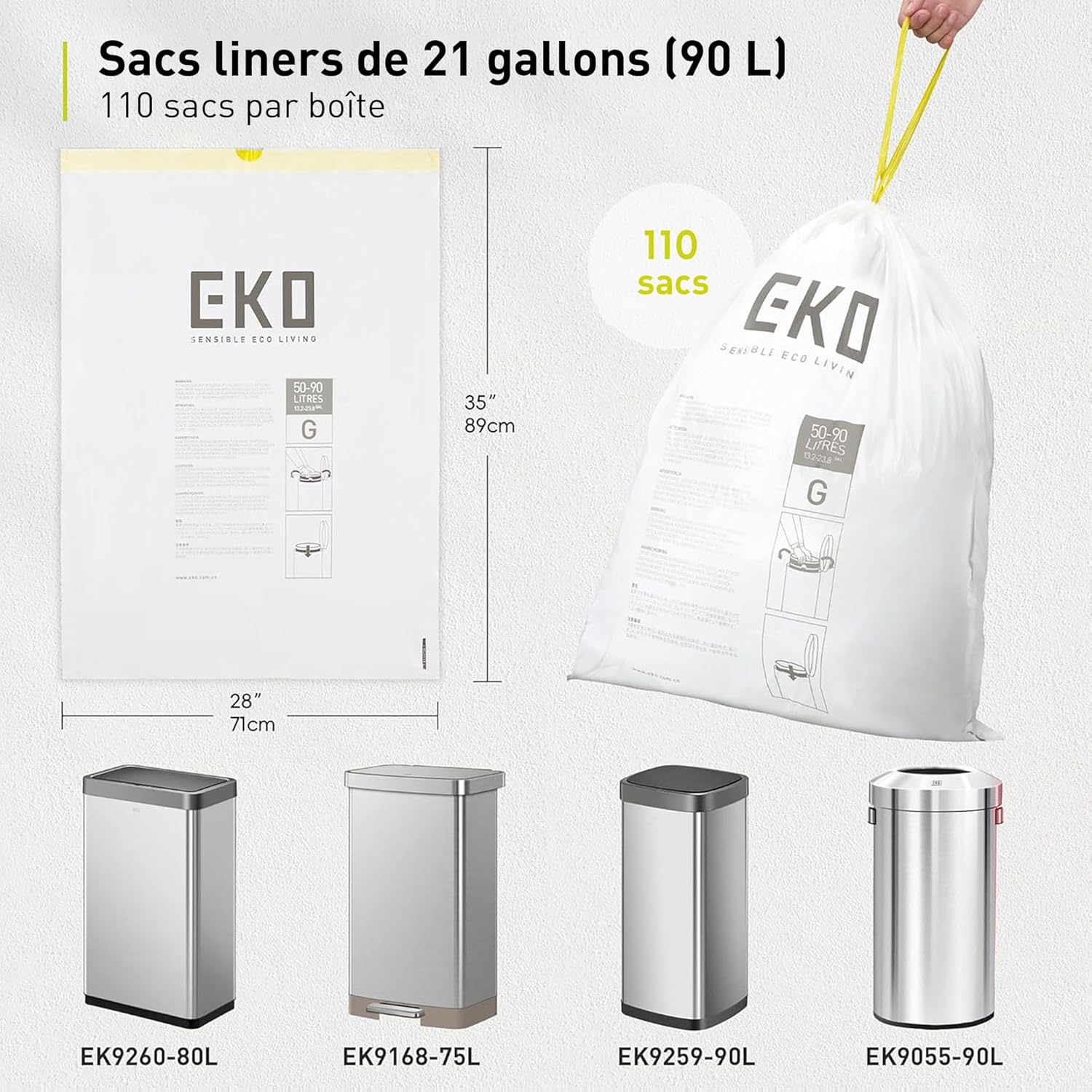 Detalle de EKO 110 sacs poubelle 80 L đź—‘