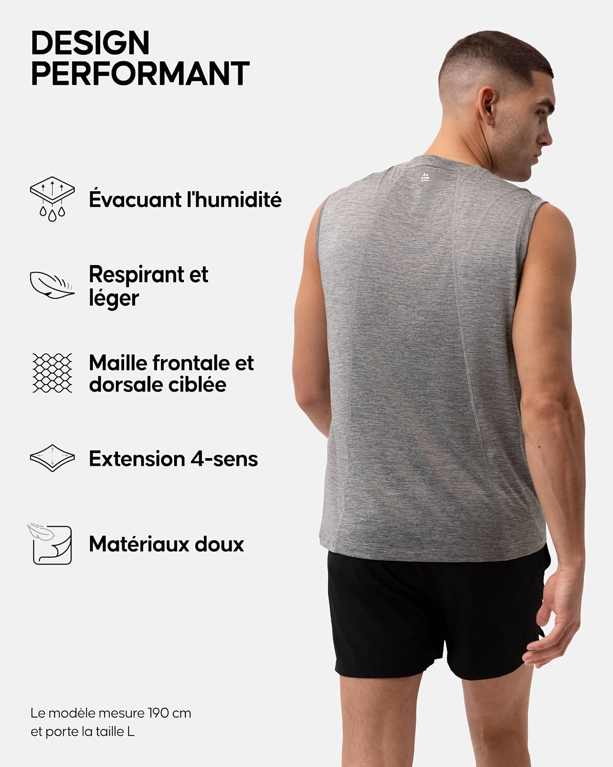 Detalle de DANISH ENDURANCE Débardeur de sport pour homme — sans manches, lot 1 ou 2