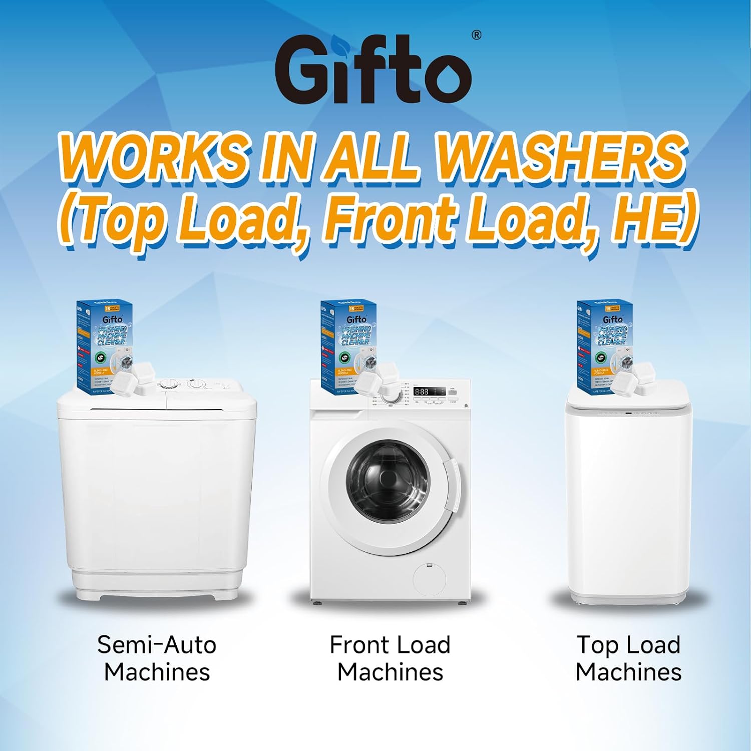 Detalle de Gifto Washing Machine Cleaner Tablets, 15 Count, HE Compatible, Septic Safe