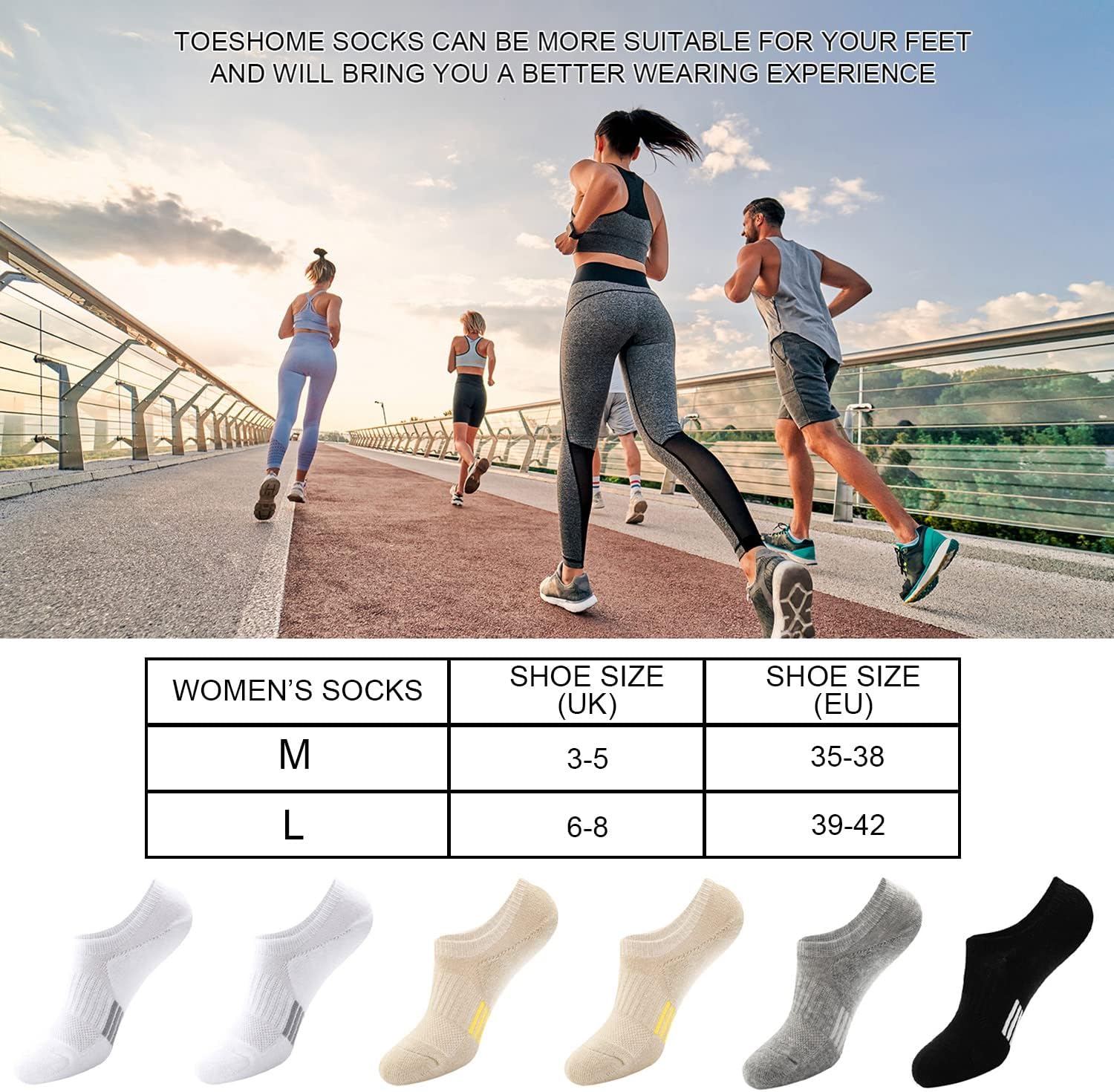Thumbnail 6 de Toes Home 6 Paar Sneaker Socken Damen 35-38 / 39-42 – Unsichtbare, rutschfeste Füßlinge mit Silikonpad