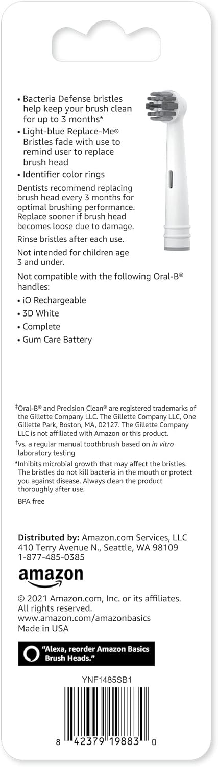 Detalle de Amazon Basics Electric Toothbrush Replacement Heads (Compatible with Most Oral-B), White, 3 Count