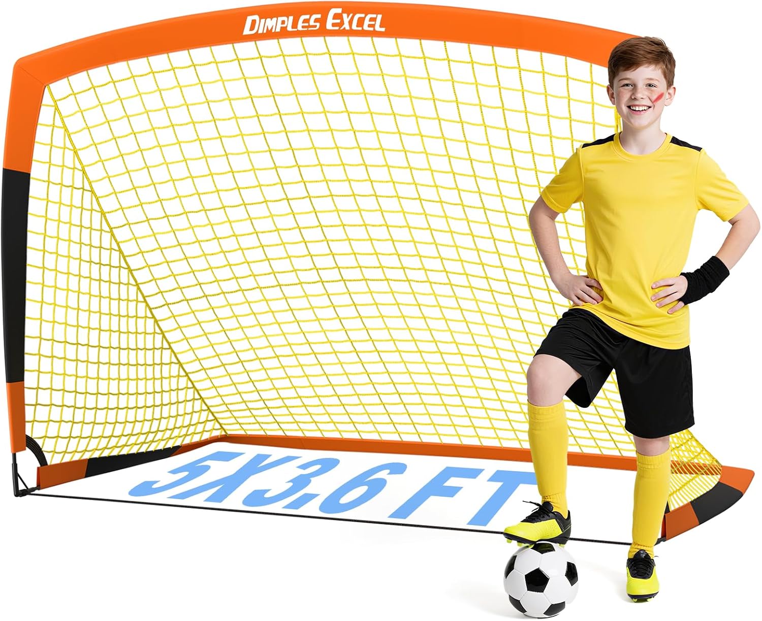 Thumbnail 6 de Dimples Excel Porta da Calcio Pieghevole – Rete da Giardino 120x90, 152x110, 213x152 cm (Opzione con Pallone, Bersaglio, Pompa e Coni)