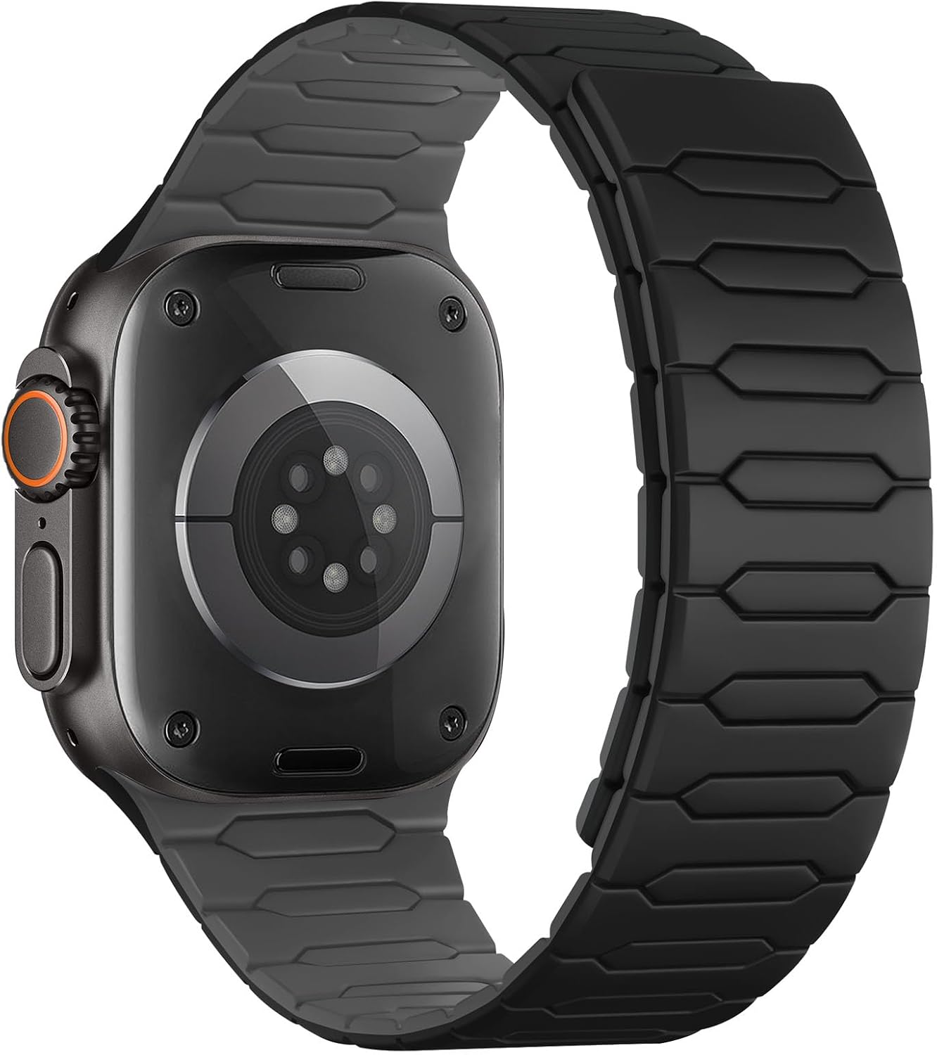 Detalle de Sixmoat Magnetic Band for Apple Watch — 42–49mm Silicone Magnetic Strap (Black/Gray)