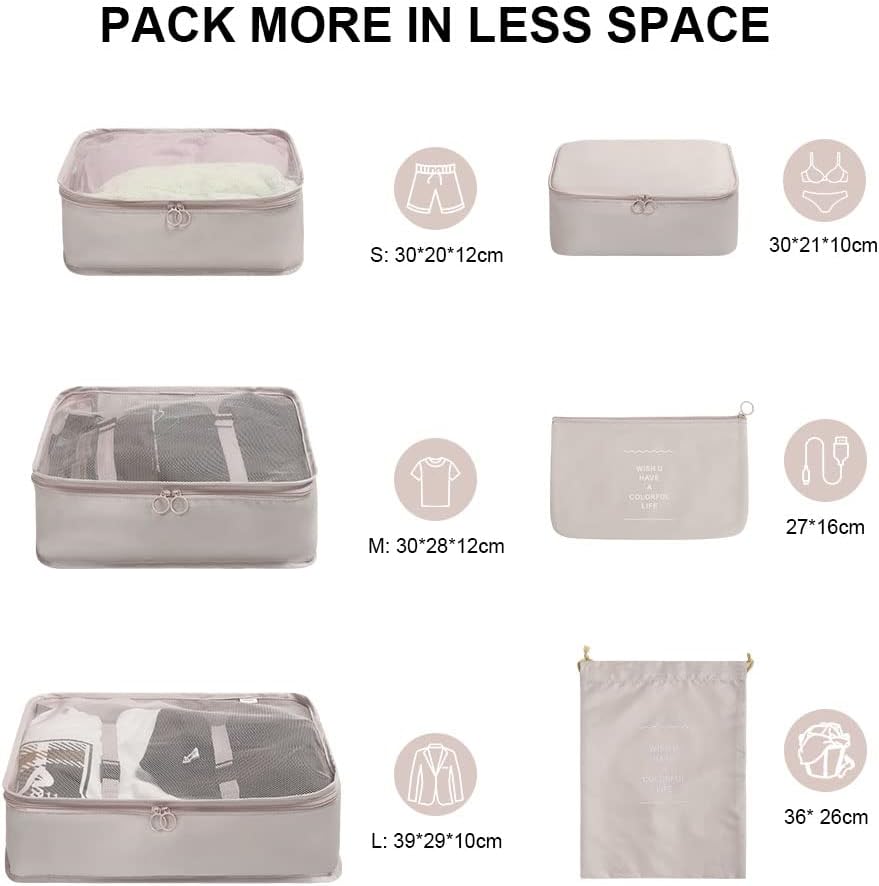 Thumbnail 1 de OSDUE P-LHYYBE20220824-FBA kofferorganizerset, 6-delig, nylon, beige
