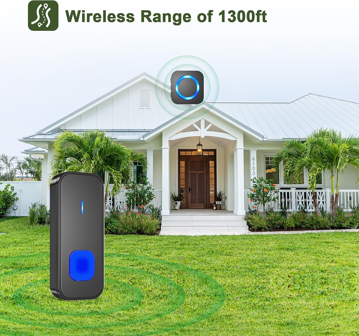 Detalle 2 de SURFOU Wireless Doorbell – 1,300 ft Range, 55 Melodies, Waterproof Plug‑in Kit