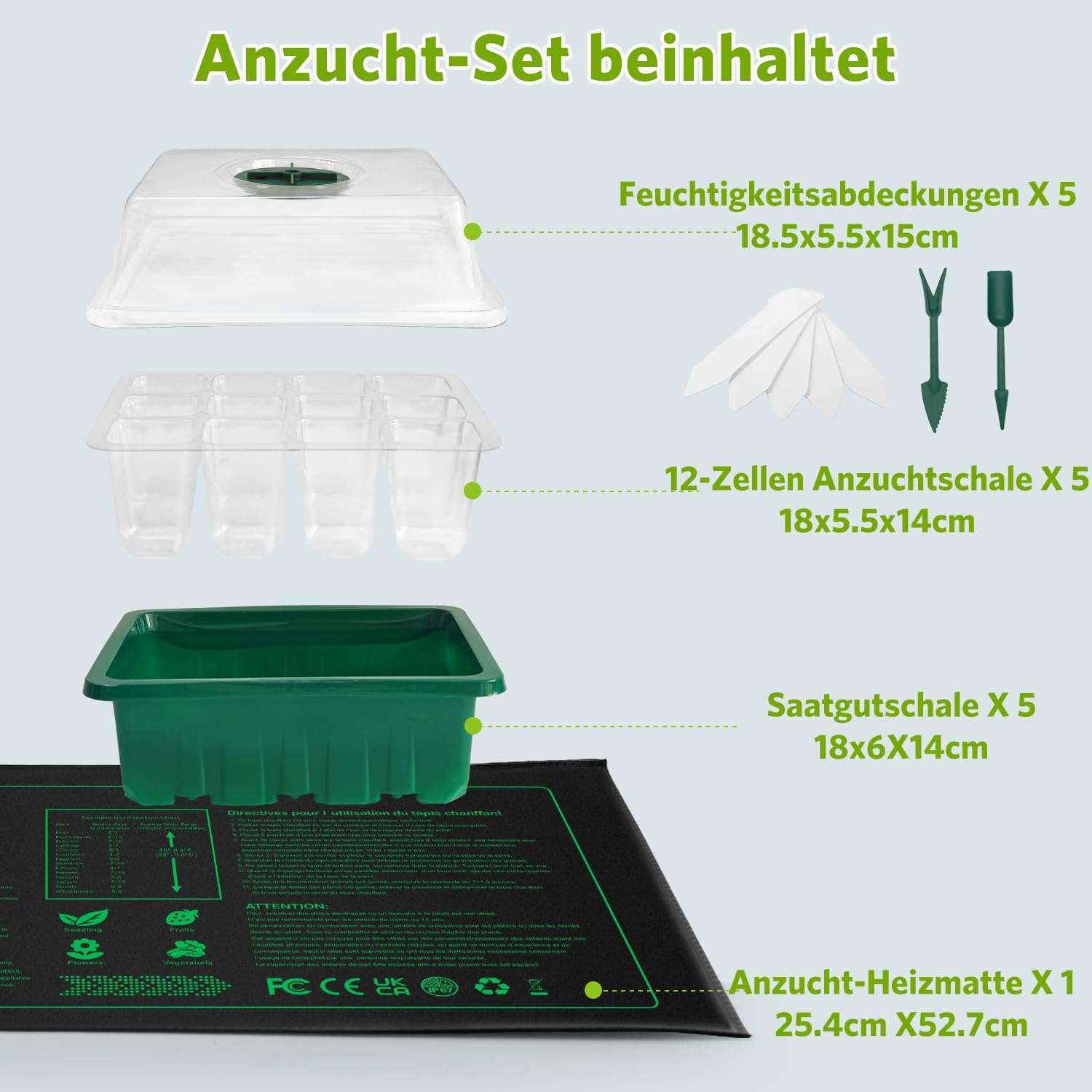 Thumbnail 2 de NAMOTEK Anzucht-Station 5-teilig inkl. Wärmematte & Abdeckhauben – Keimungsset für bis zu 60 Zellen