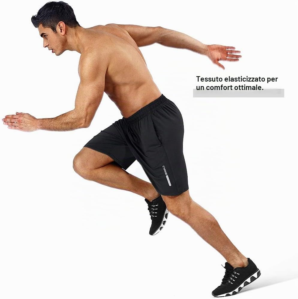 Detalle de BENNALD Pantaloncini Uomo: shorts sportivi traspiranti, leggeri e multiuso per allenamento